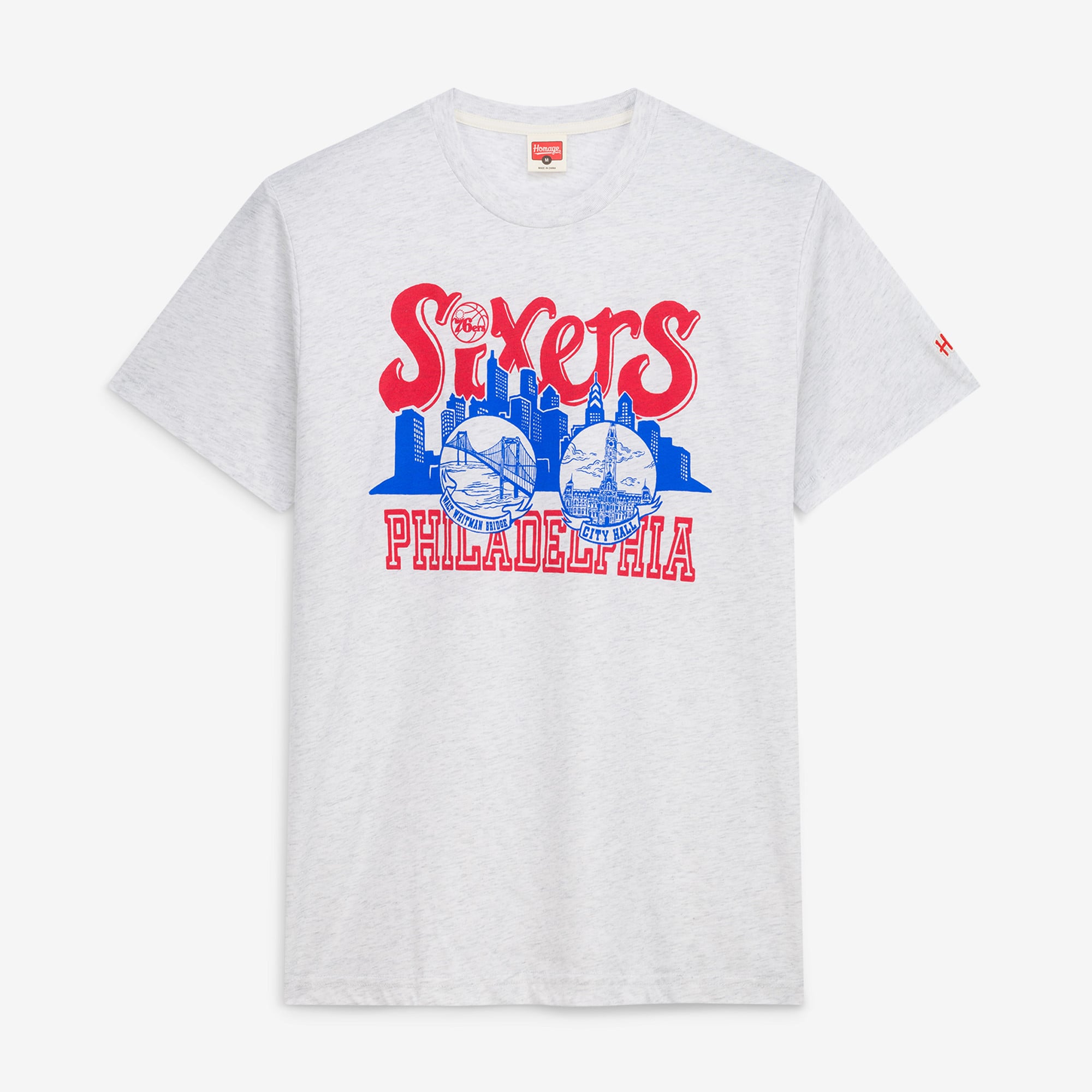 T-shirt unisexe Homage Ash Philadelphia 76ers Skyline