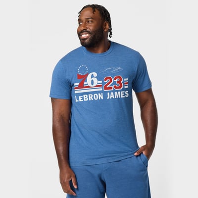 LeBron James Philadelphia 76ers Homage Unisex Signature Tri-Blend T-Shirt - Blue