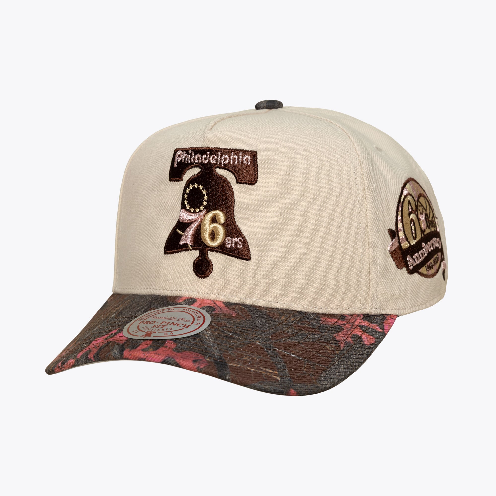Casquette unisexe Mitchell & Ness Cream Philadelphia 76ers Hardwood Classics Automne Rose Pro