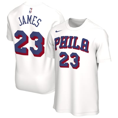 LeBron James Philadelphia 76ers Nike Unisex Association Edition Name & Number T-Shirt - White