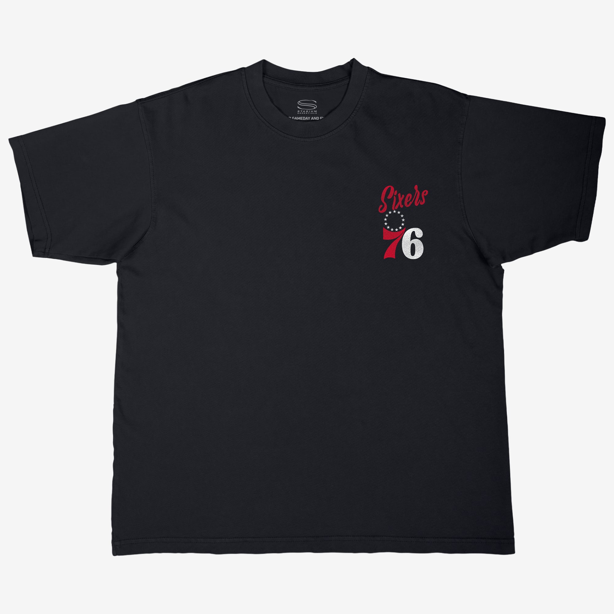 Unisex Stadium Essentials  Black Philadelphia 76ers Wallscript Urban T-Shirt