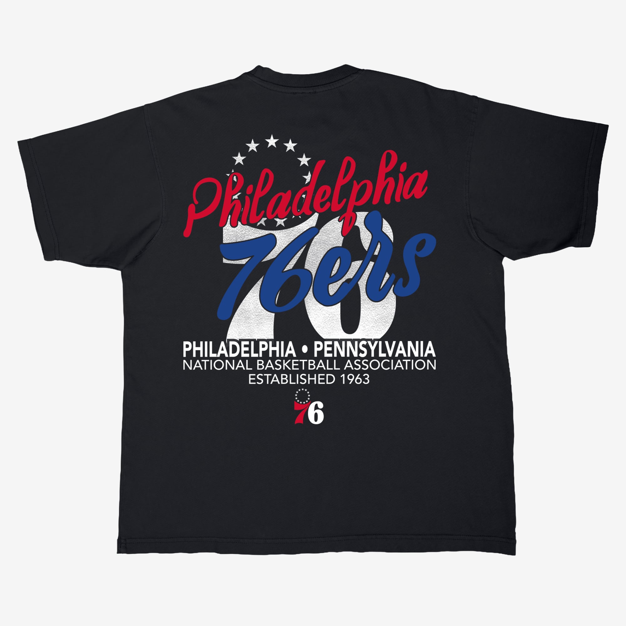 Unisex Stadium Essentials  Black Philadelphia 76ers Wallscript Urban T-Shirt