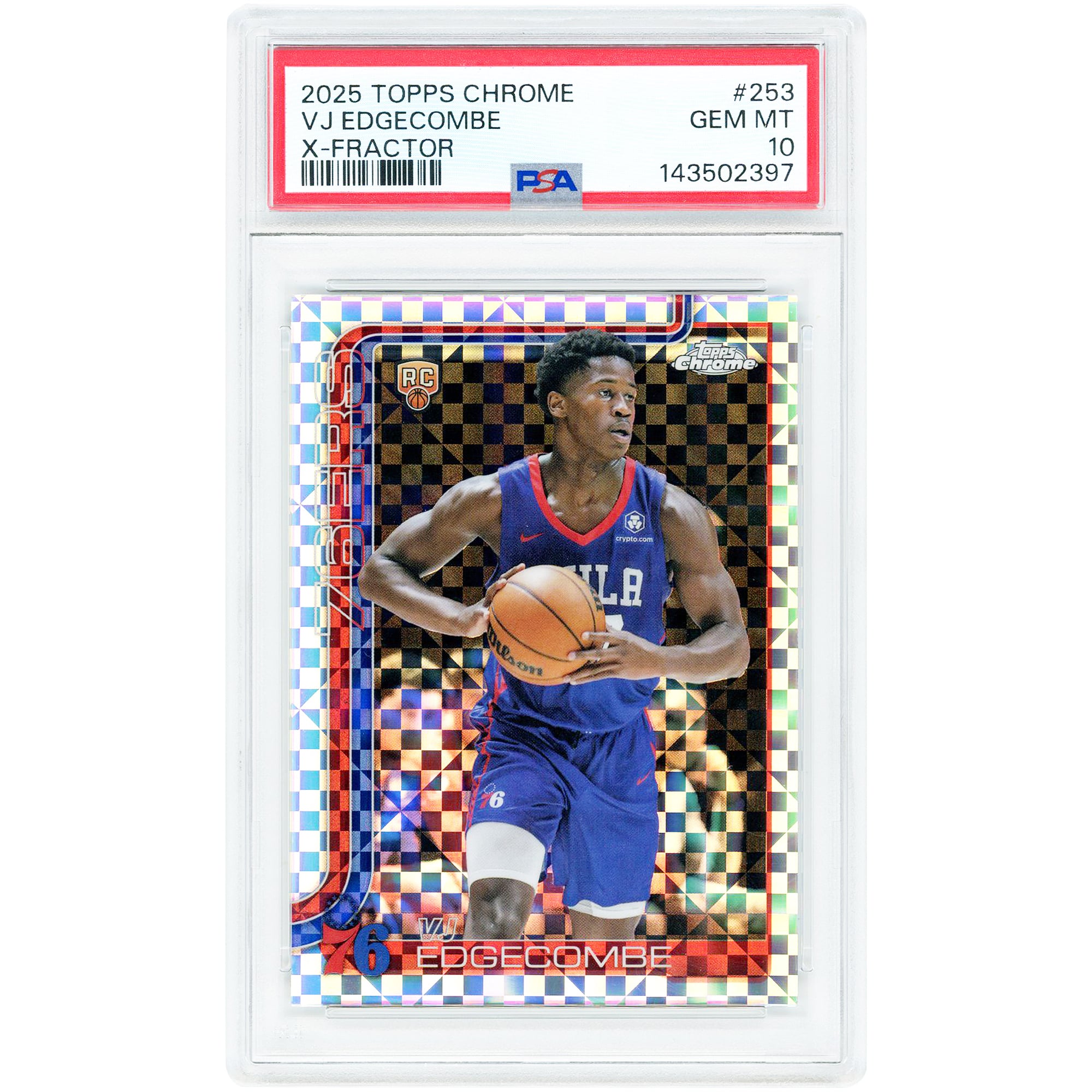 VJ Edgecombe Philadelphia 76ers 2025-26 Topps Chrome X-Fractor 