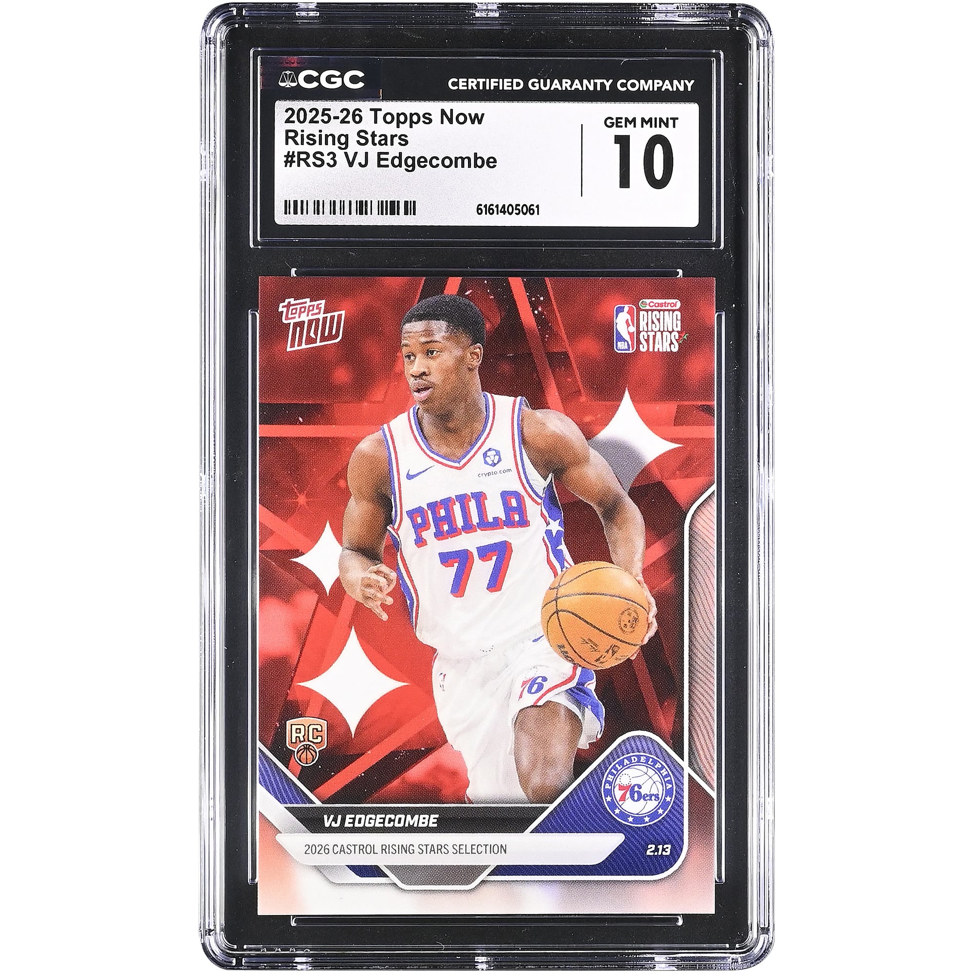 VJ Edgecombe Philadelphia 76ers 2025-26 Topps Now Rising Stars #RS3 CGC Authenticated 10 Rookie Card