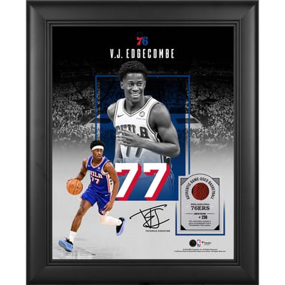 VJ Edgecombe Philadelphia 76ers Facsimile Signature Fanatics Authentic Framed 11" x 14" Showcase Collage with a Piece of Game-Used Basketball - Limited Edition of 250