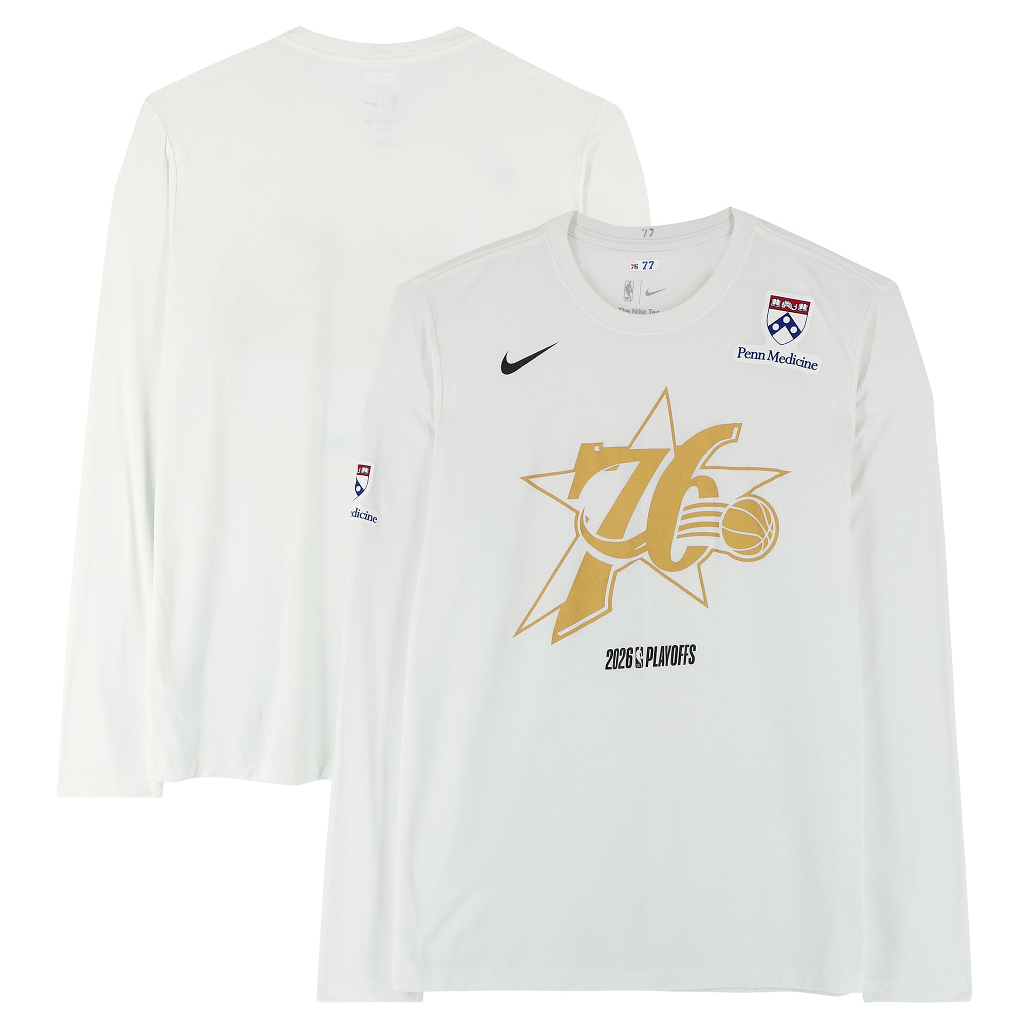 VJ Edgecombe Philadelphia 76ers Player-Issued White Nike Long Sleeve Shirt from the 2026 NBA Playoffs - Size L