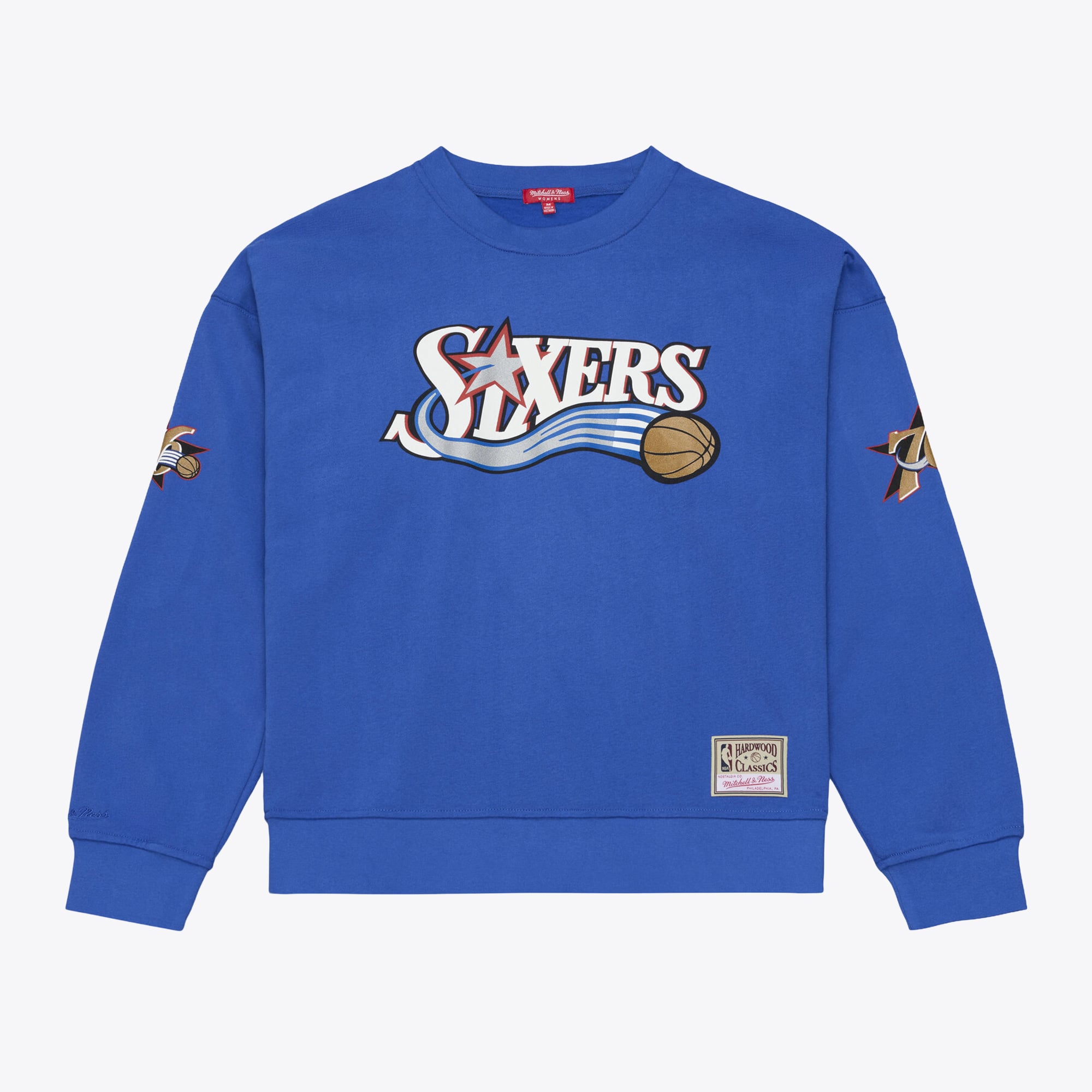 Women's Mitchell & Ness Allen Iverson Blue Philadelphia 76ers Name Number Crewneck Sweatshirt