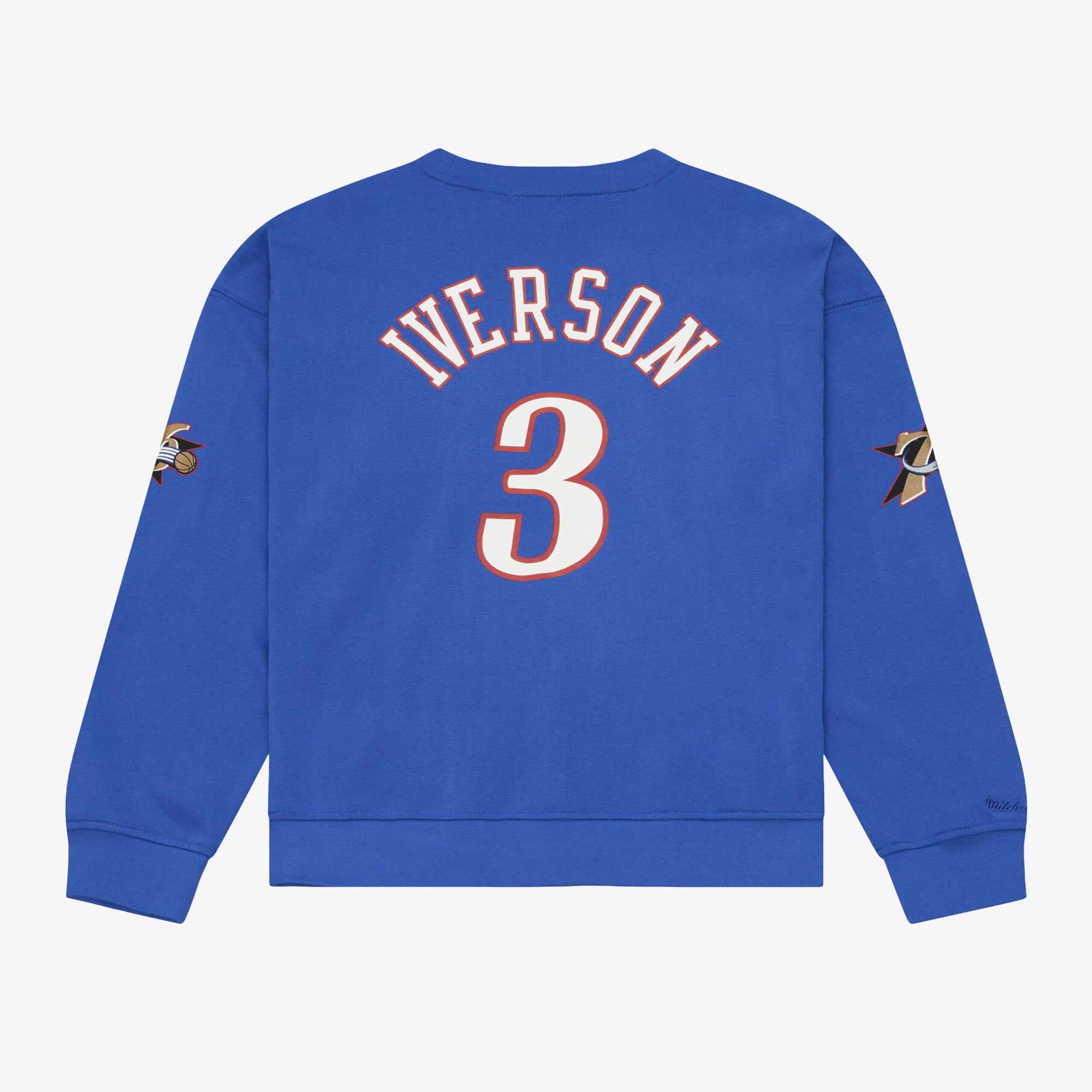 Women's Mitchell & Ness Allen Iverson Blue Philadelphia 76ers Name Number Crewneck Sweatshirt