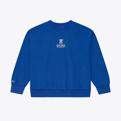  Philadelphia 76ers Mitchell & Ness Women's Core Essentials Micro Logo Fleece Sweatshirt - Royal