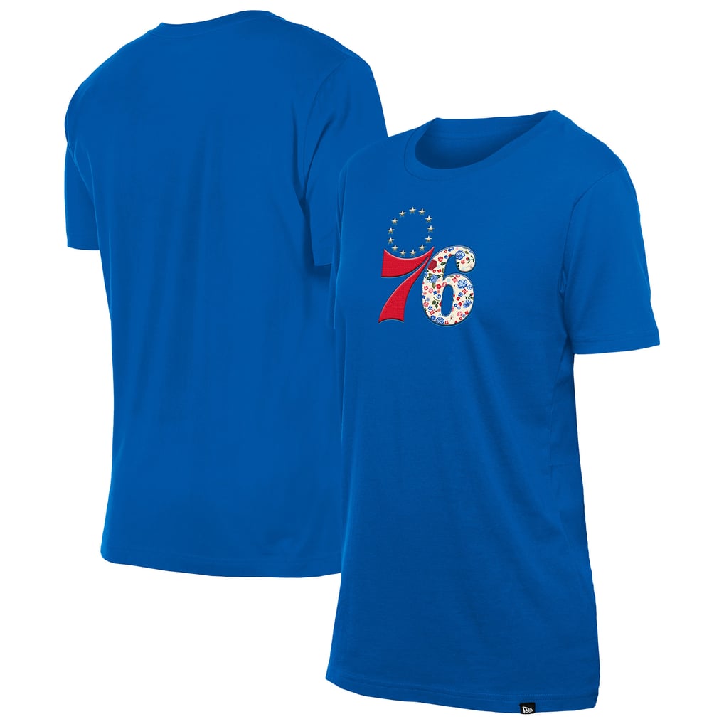 T-shirt à fleurs Glam Game New Era pour femme Philadelphia 76ers - Royal