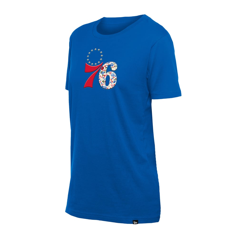 T-shirt à fleurs Glam Game New Era pour femme Philadelphia 76ers - Royal