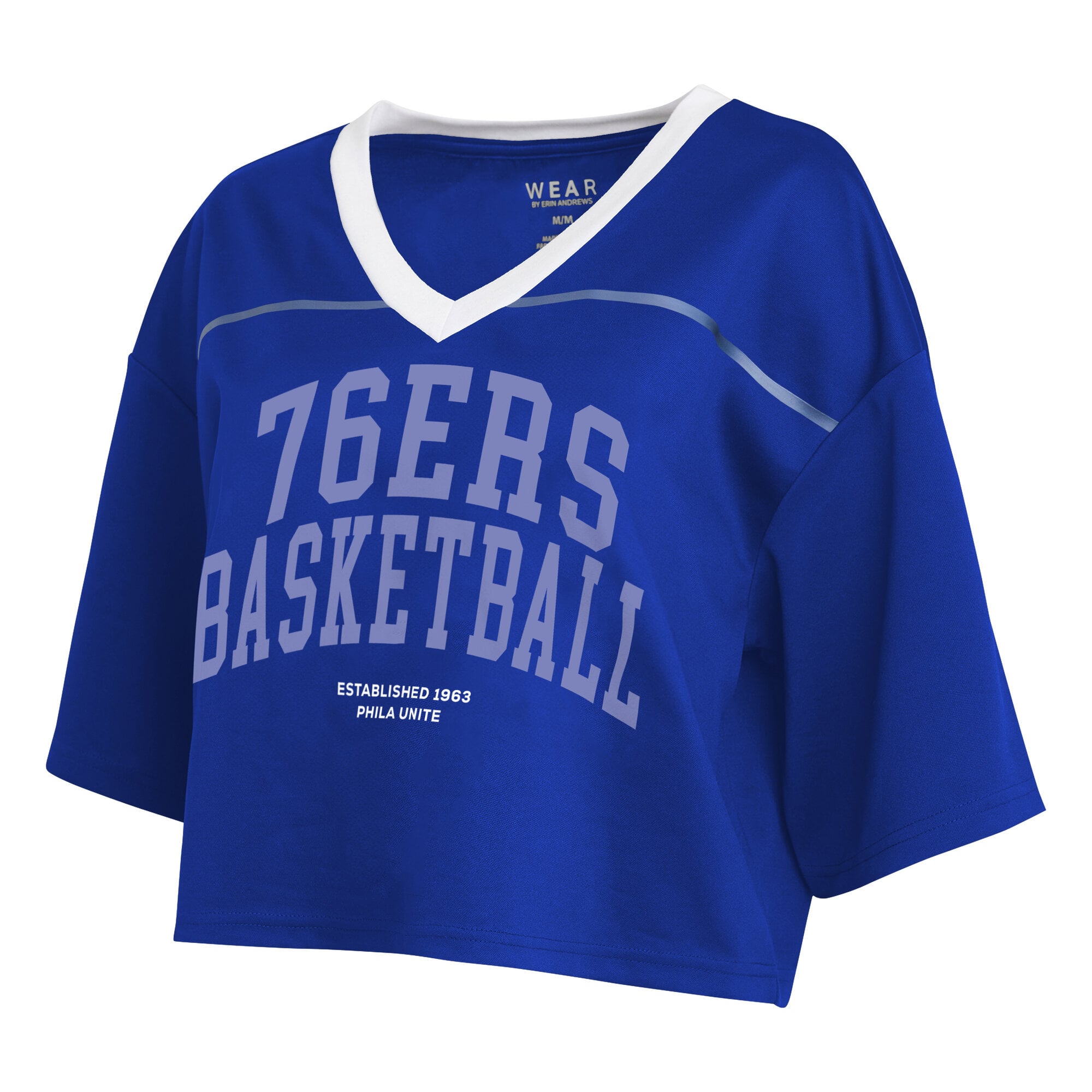 Women's WEAR by Erin Andrews  Royal Philadelphia 76ers Cropped Jersey T-Shirt
