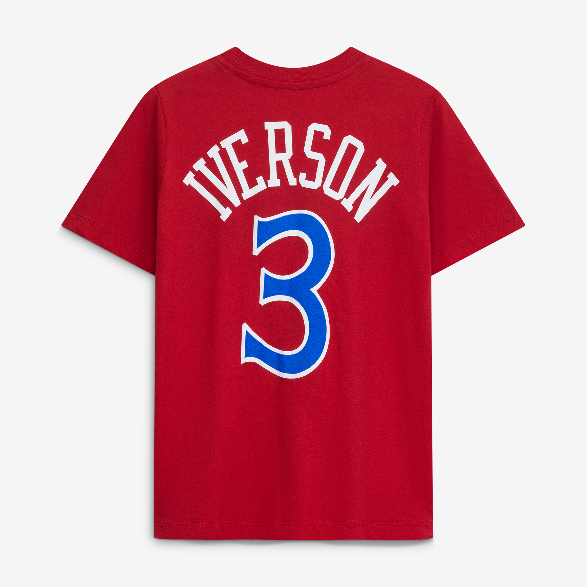 T-shirt Allen Iverson rouge Philadelphia 76ers Hardwood Classics pour jeunes, nom et numéro
