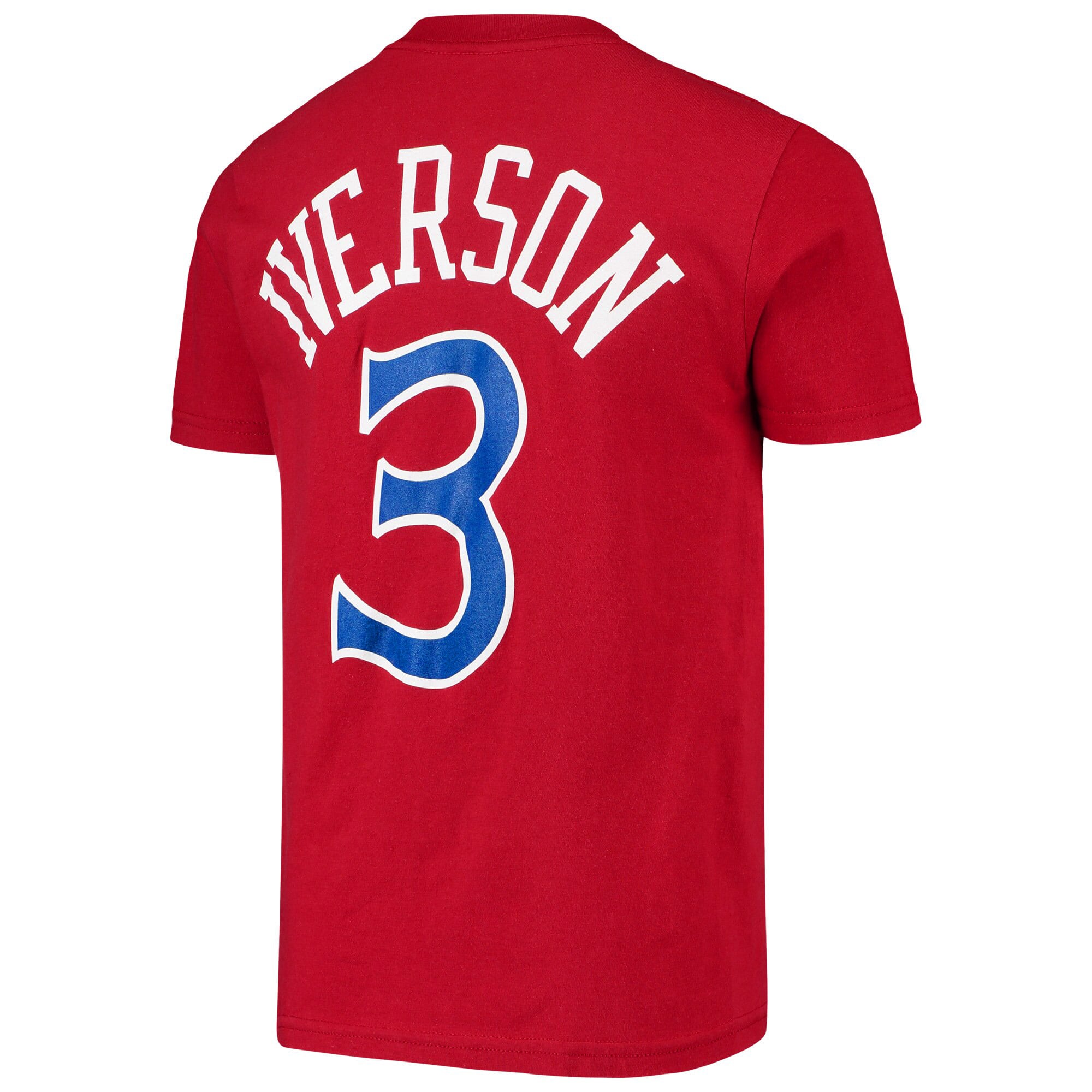 T-shirt Allen Iverson rouge Philadelphia 76ers Hardwood Classics pour jeunes, nom et numéro