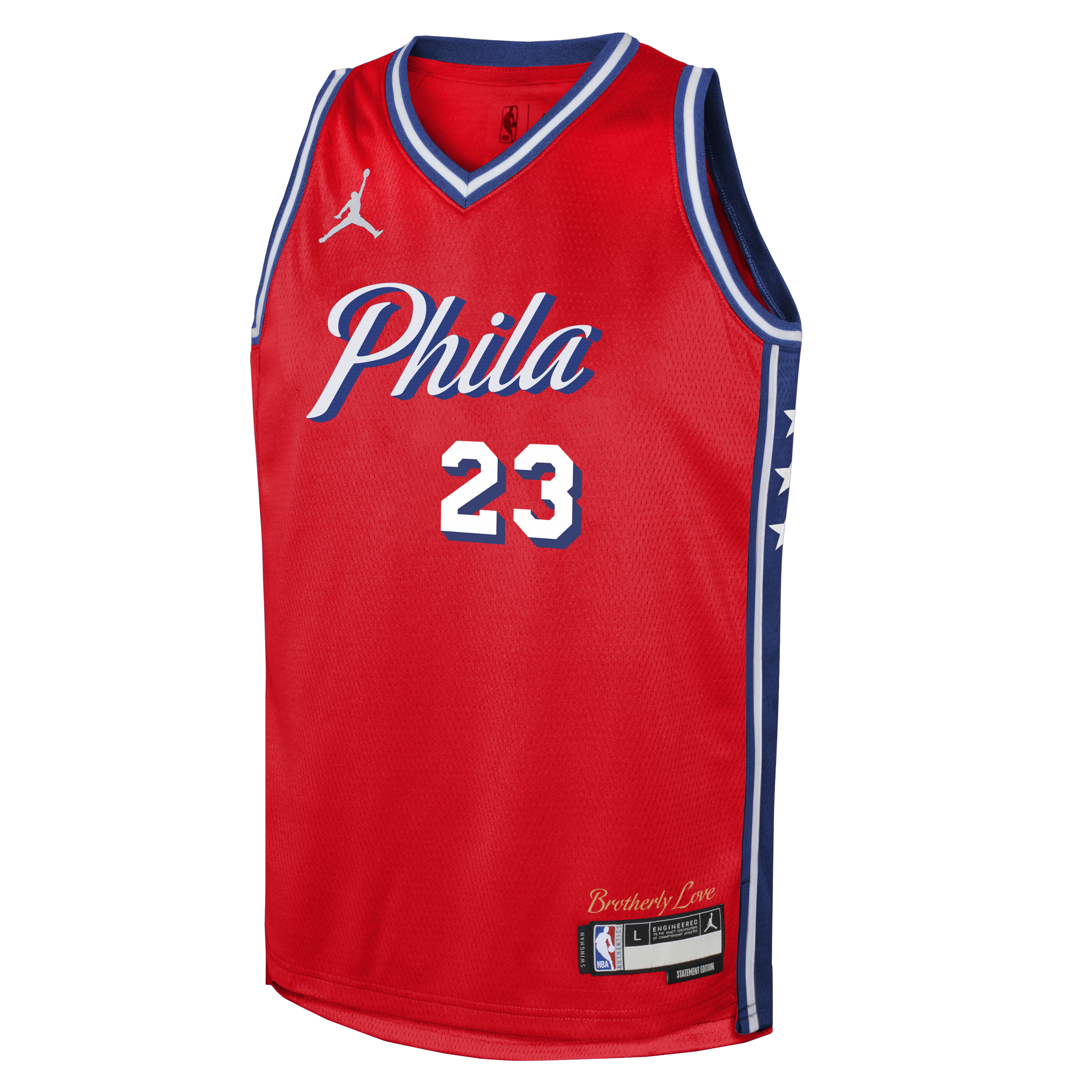Maillot Swingman Jordan Brand LeBron James rouge Philadelphia 76ers pour enfant - Édition Statement