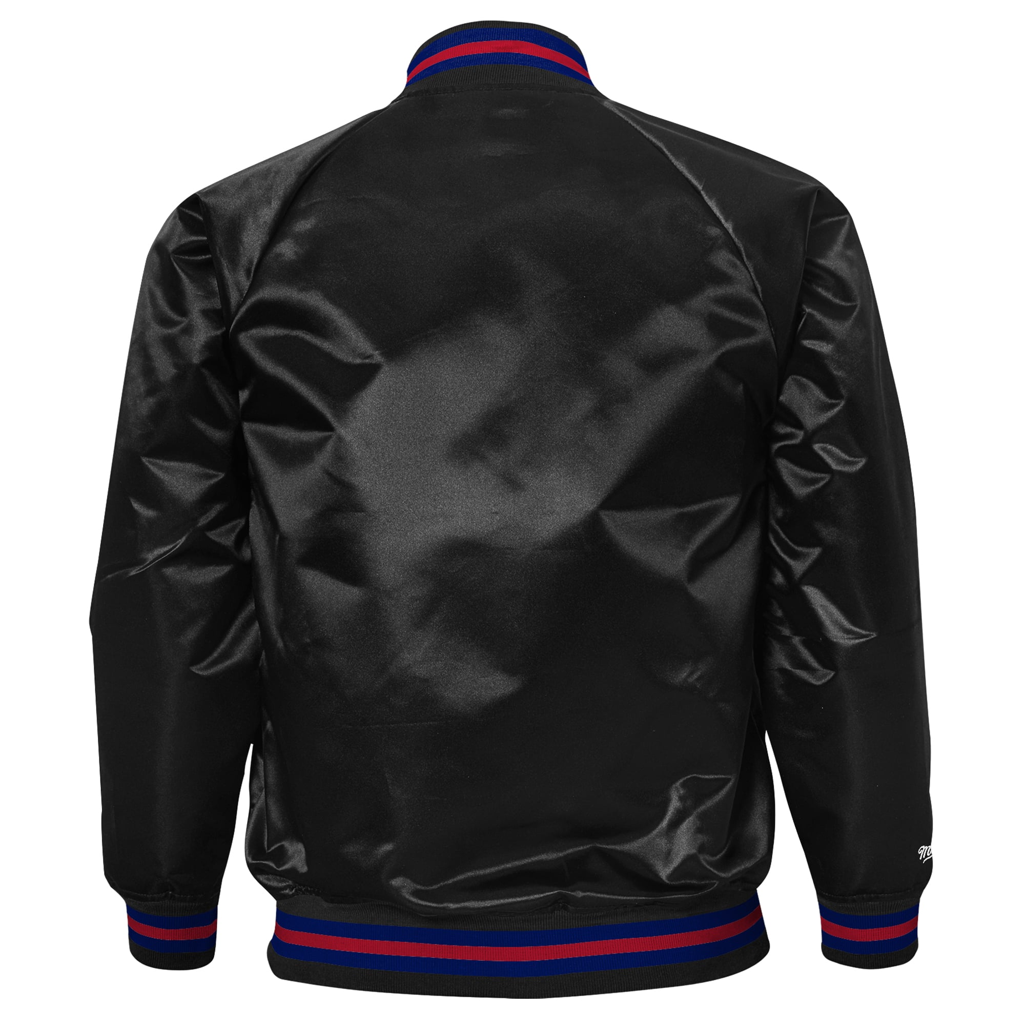 Youth Mitchell & Ness Black Philadelphia 76ers Lightweight Satin Raglan Full-Snap Jacket
