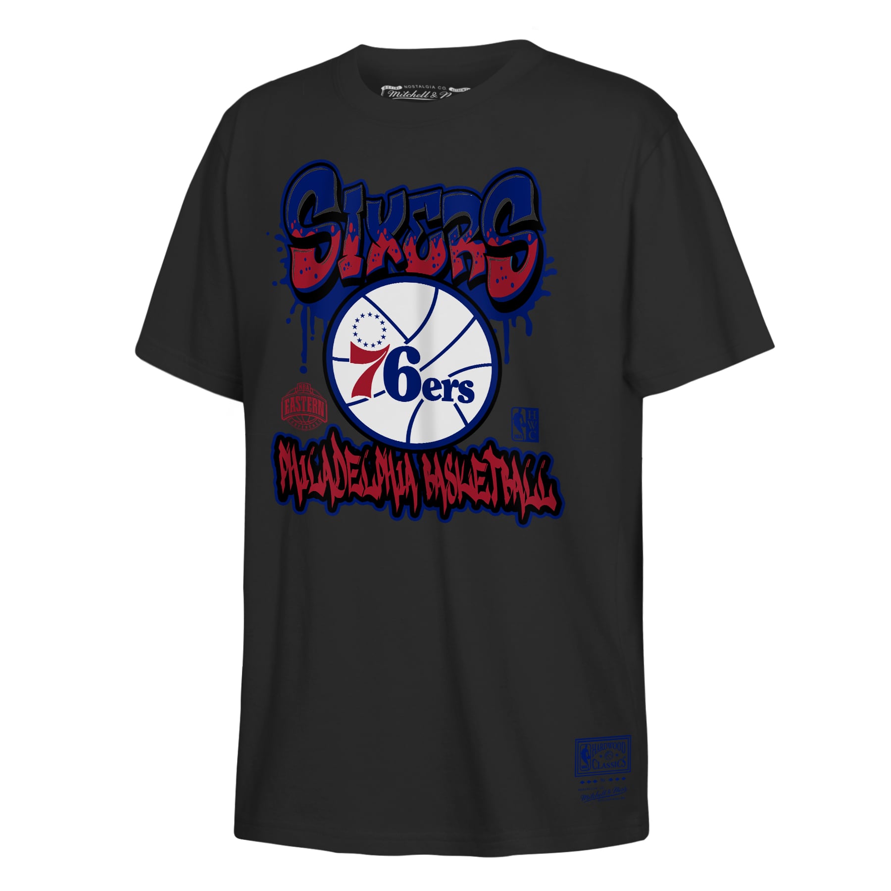 T-shirt Mitchell & Ness noir Philadelphia 76ers pour jeunes