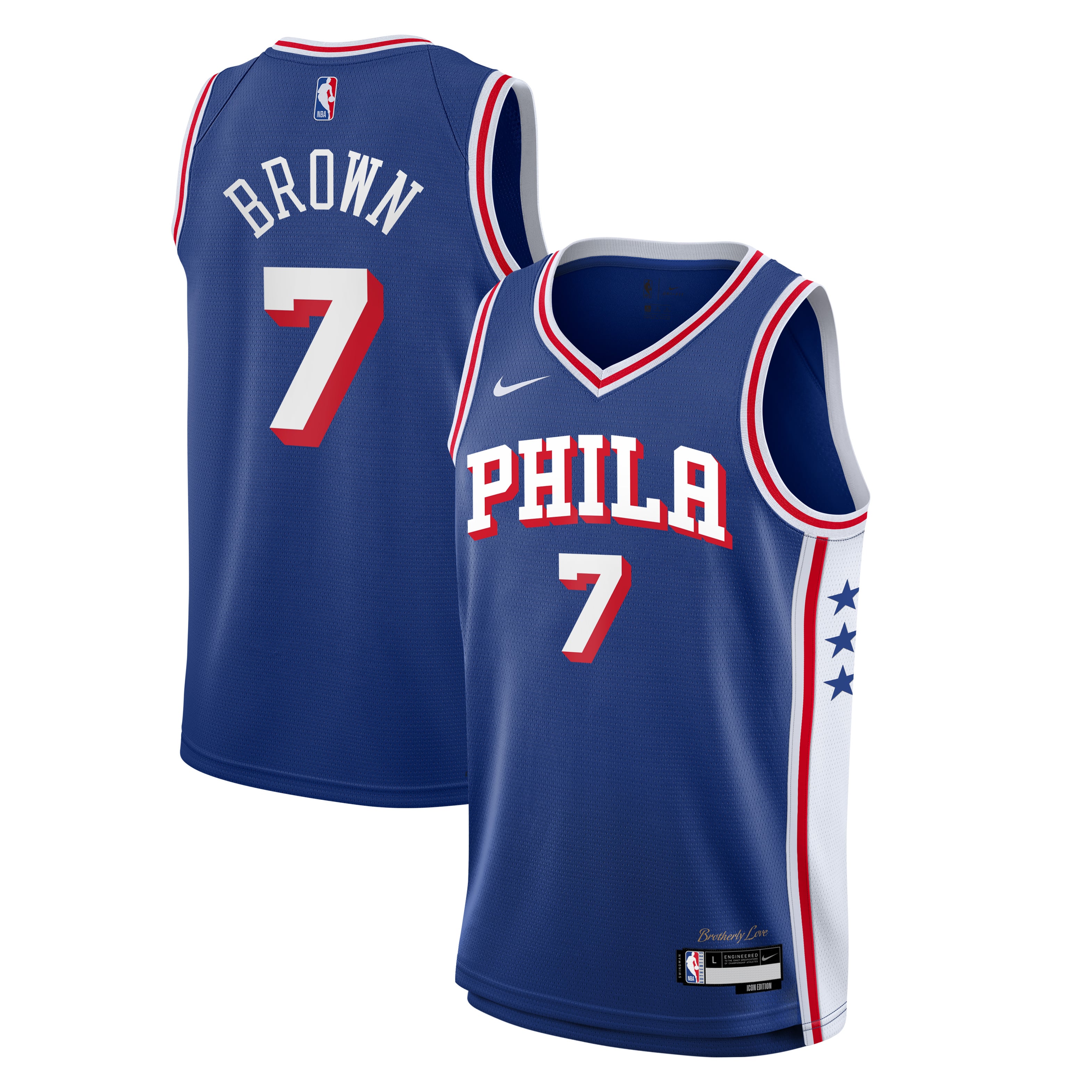 Youth Nike Jaylen Brown Royal Philadelphia 76ers Swingman Jersey - Icon Edition