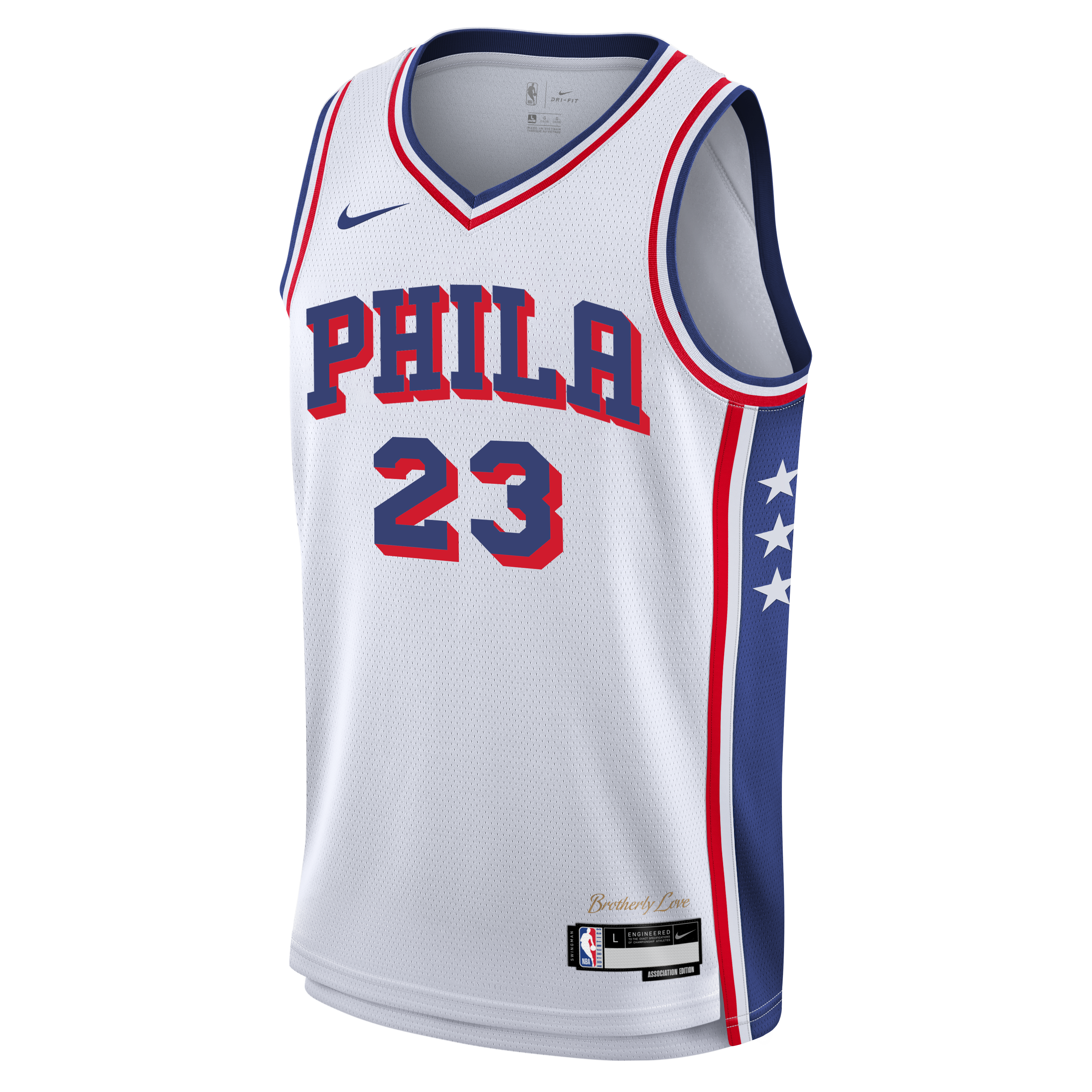 Maillot Swingman Nike LeBron James blanc Philadelphia 76ers pour enfant - Édition Association