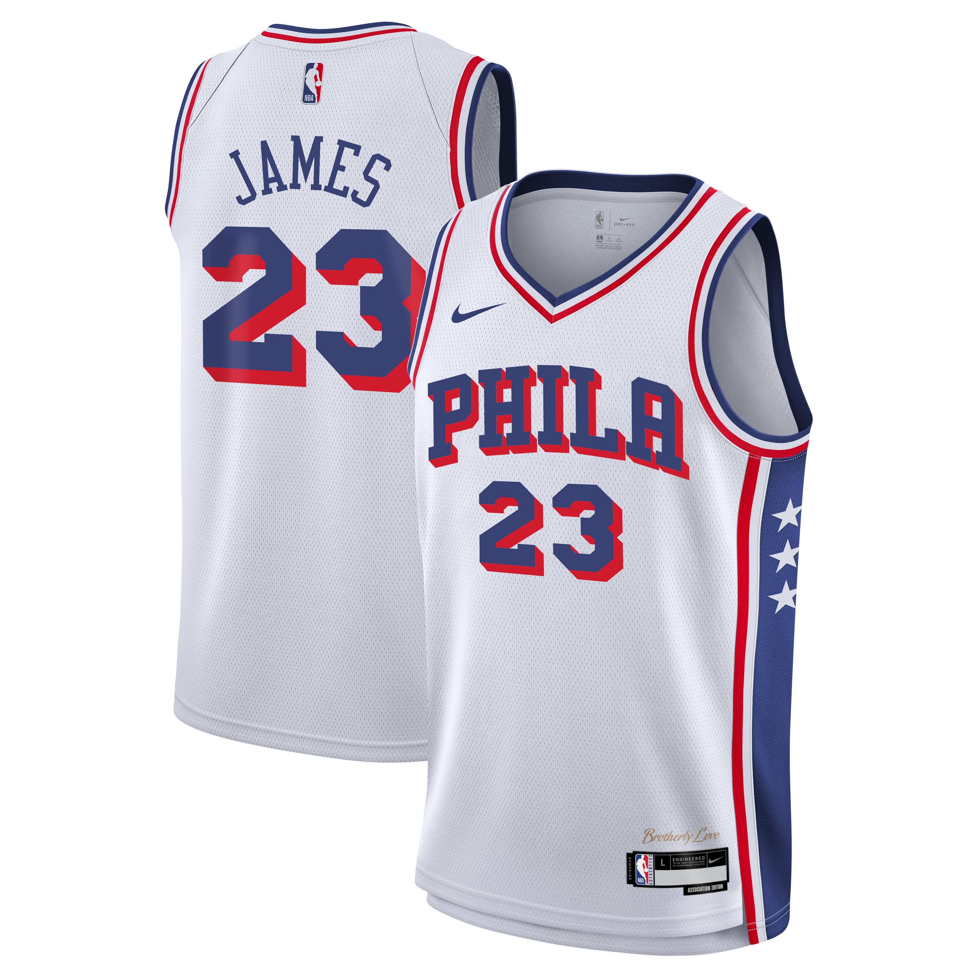 Maillot Swingman Nike LeBron James blanc Philadelphia 76ers pour enfant - Édition Association