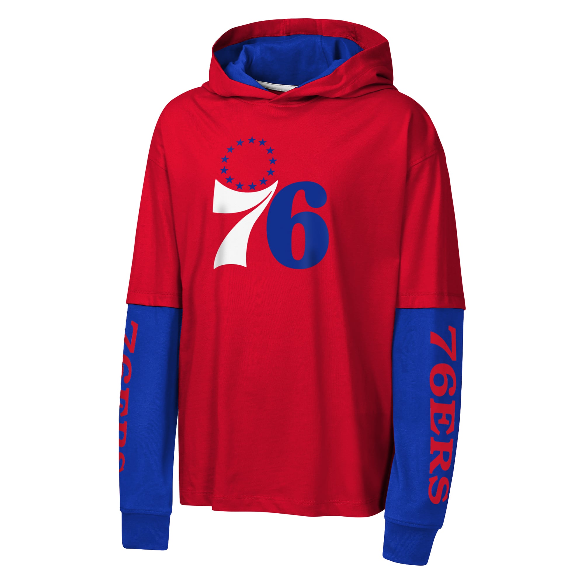 T-shirt à capuche surdimensionné en faux nickel rouge Philadelphia 76ers pour jeunes Outerstuff