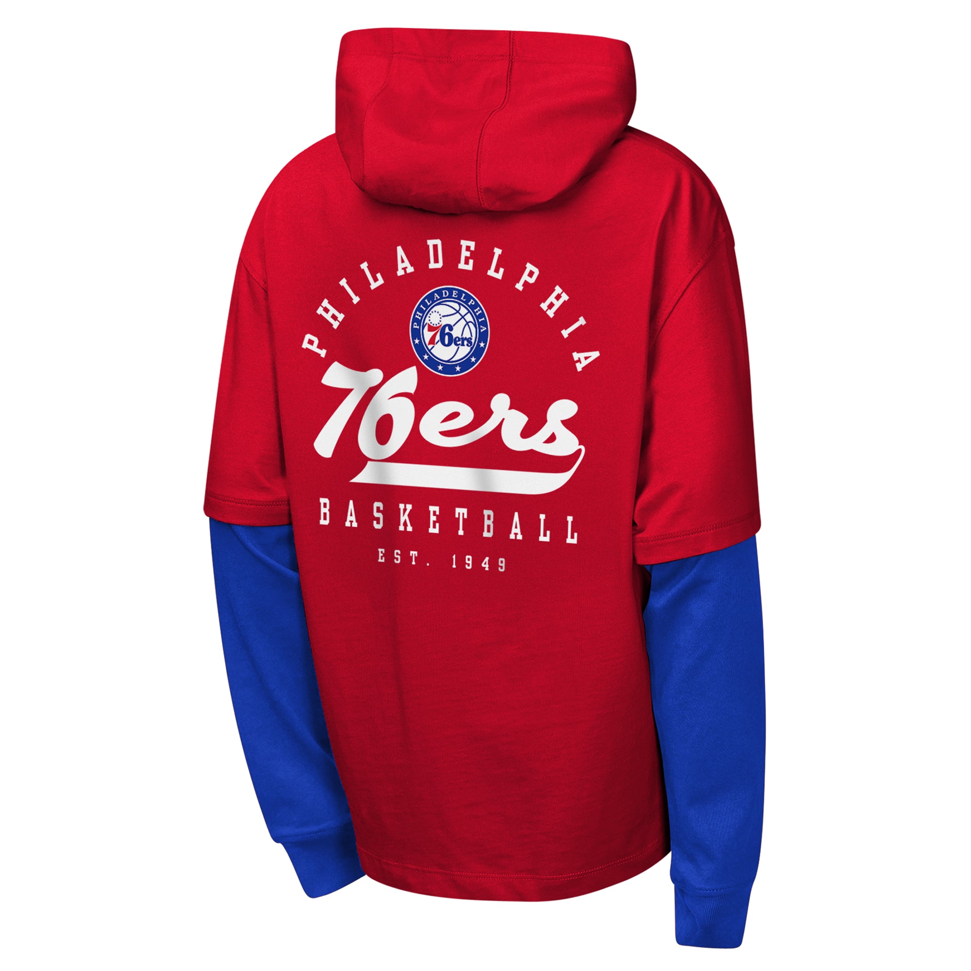 T-shirt à capuche surdimensionné en faux nickel rouge Philadelphia 76ers pour jeunes Outerstuff