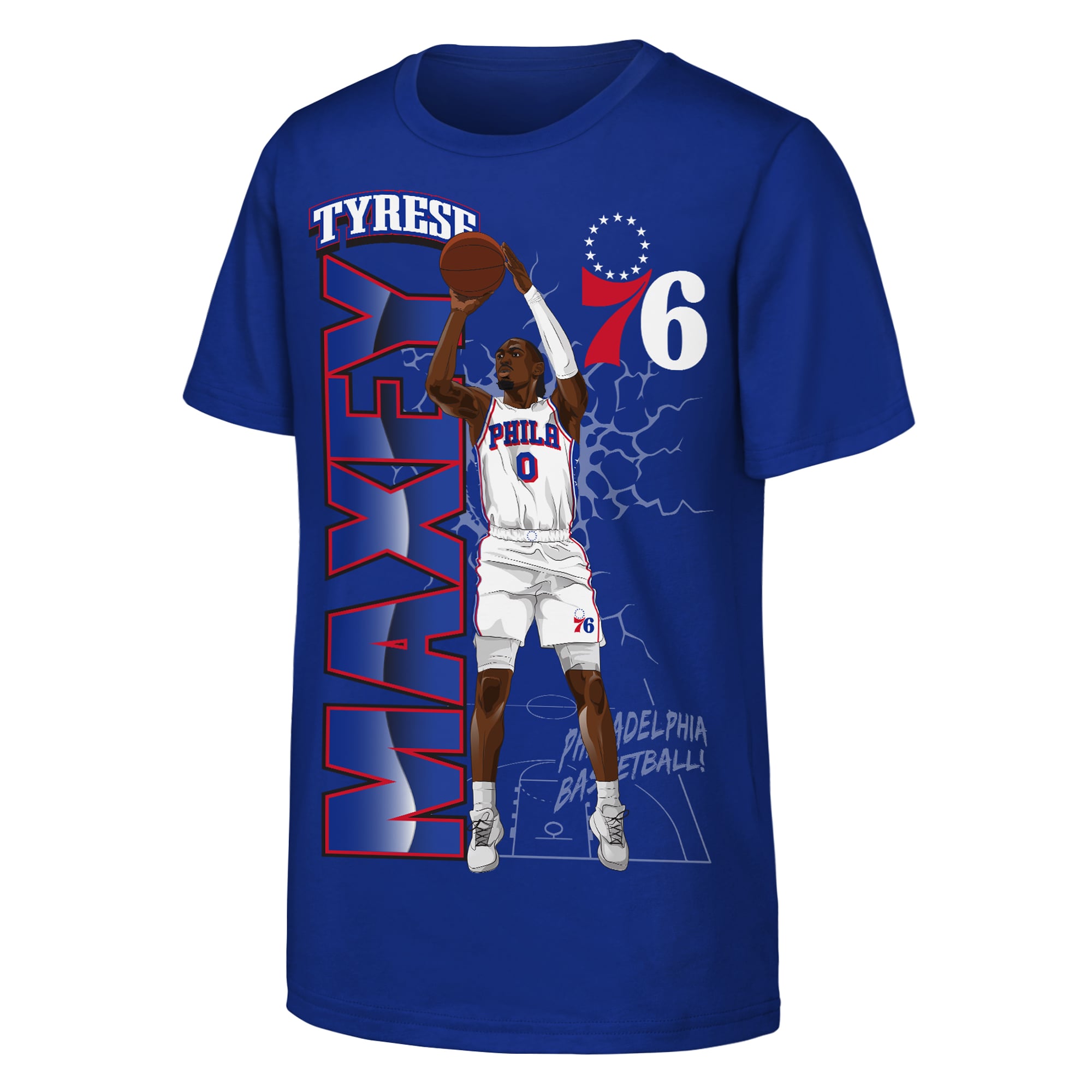 T-shirt Outerstuff pour jeunes Tyrese Maxey Royal Philadelphia 76ers (taille)
