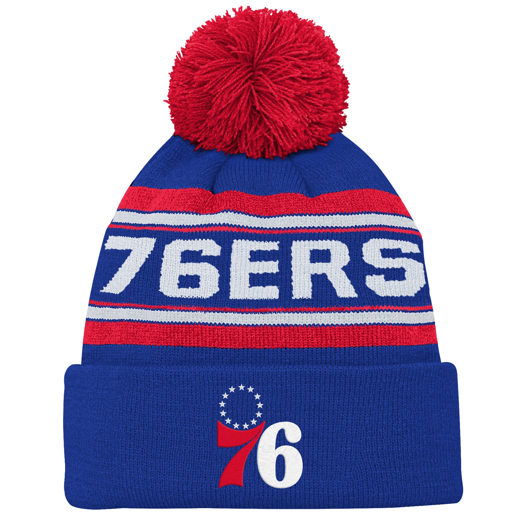 Bonnet en tricot à revers et pompon Royal Philadelphia 76ers pour jeune