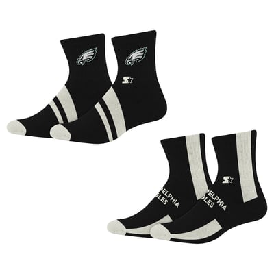 Philadelphia Eagles Starter  Summit Stripe 2-Pair Pack Quarter Socks - Black
