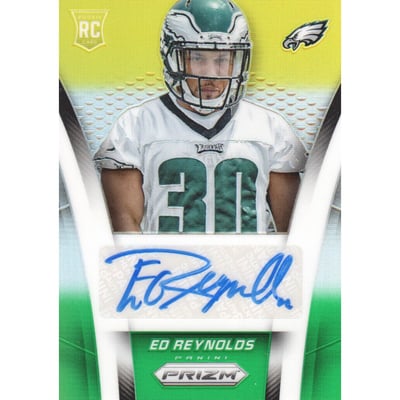 2014 Panini Prizm Rookie Autographs Prizms Neon Green Yellow #ARER Ed Reynolds/75
