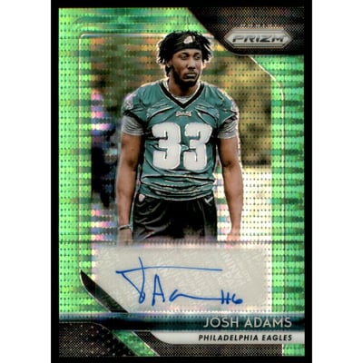 2018 Panini Prizm Rookie Autographs Prizms Neon Green Pulsar #96 Josh Adams