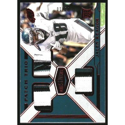 2020 Panini Plates and Patches Rookie Patches Trio Red #12 Jalen Reagor