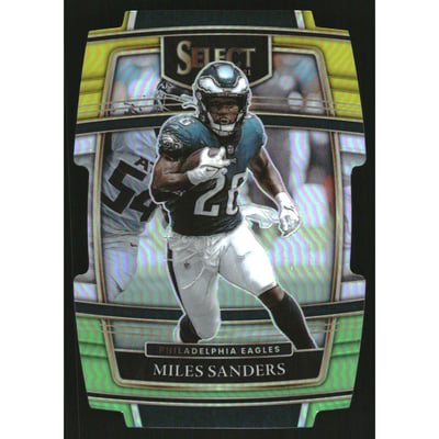 2021 Select Prizm Green and Yellow Die Cut #28 Miles Sanders