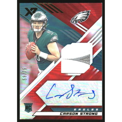 2022 Panini XR Rookie Swatch Autographs Red #11 Carson Strong/75