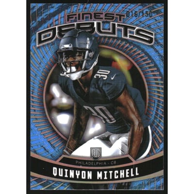 2024 Finest Debuts Sky Blue Refractors #D27 Quinyon Mitchell