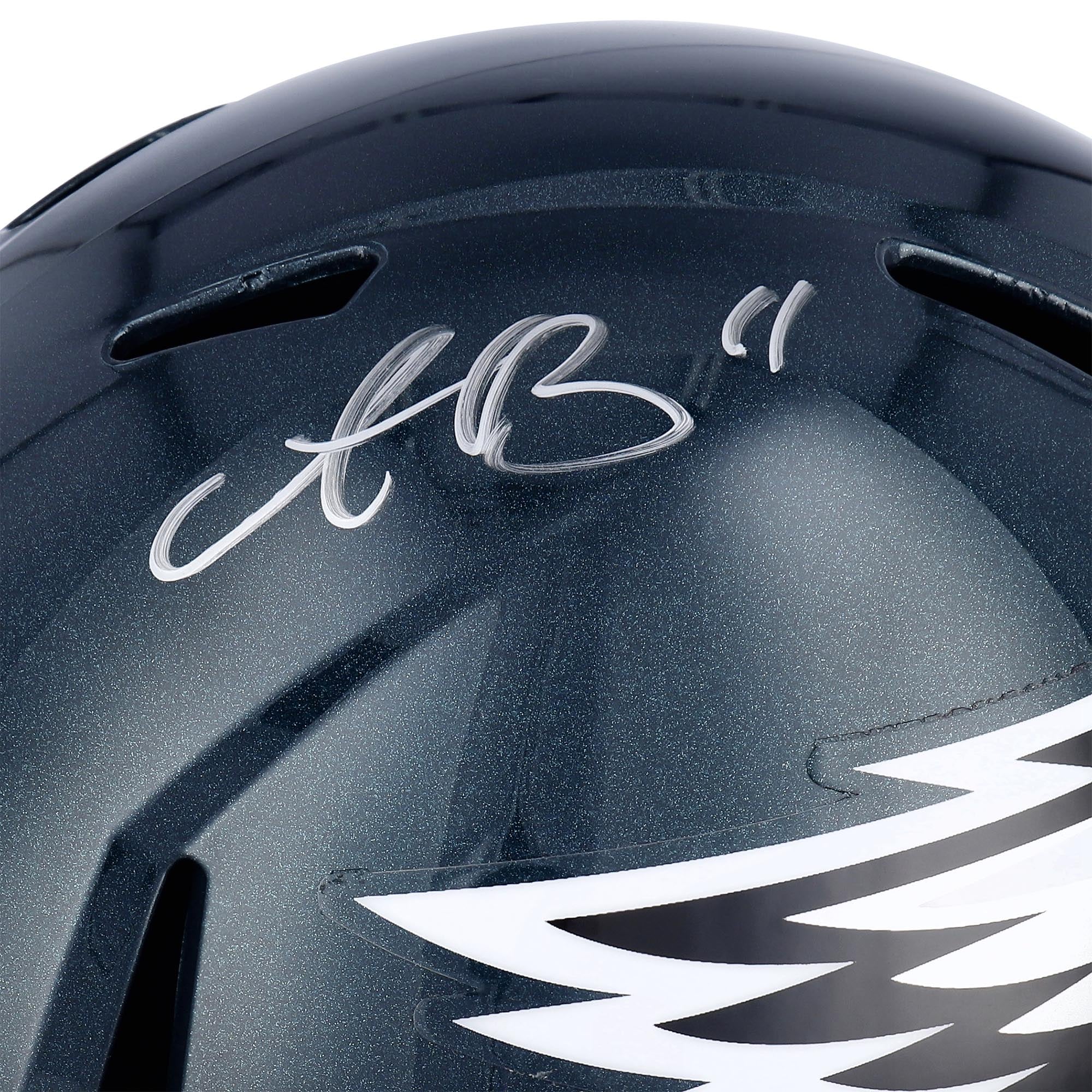 Casque réplique Riddell Speed ​​autographié par A.J. Brown des Eagles de Philadelphie