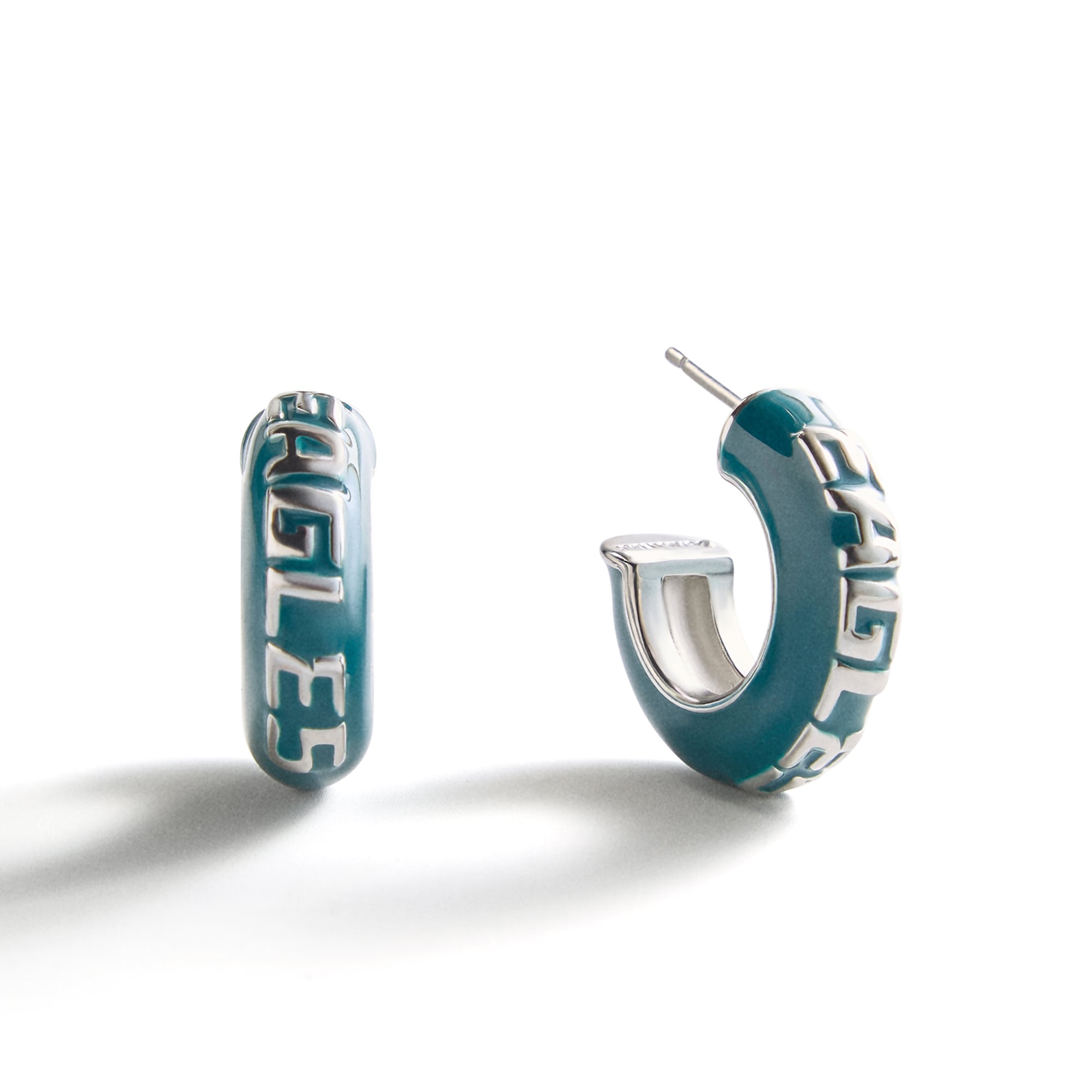BaubleBar Philadelphia Eagles Puffy Enamel Hoop Earrings