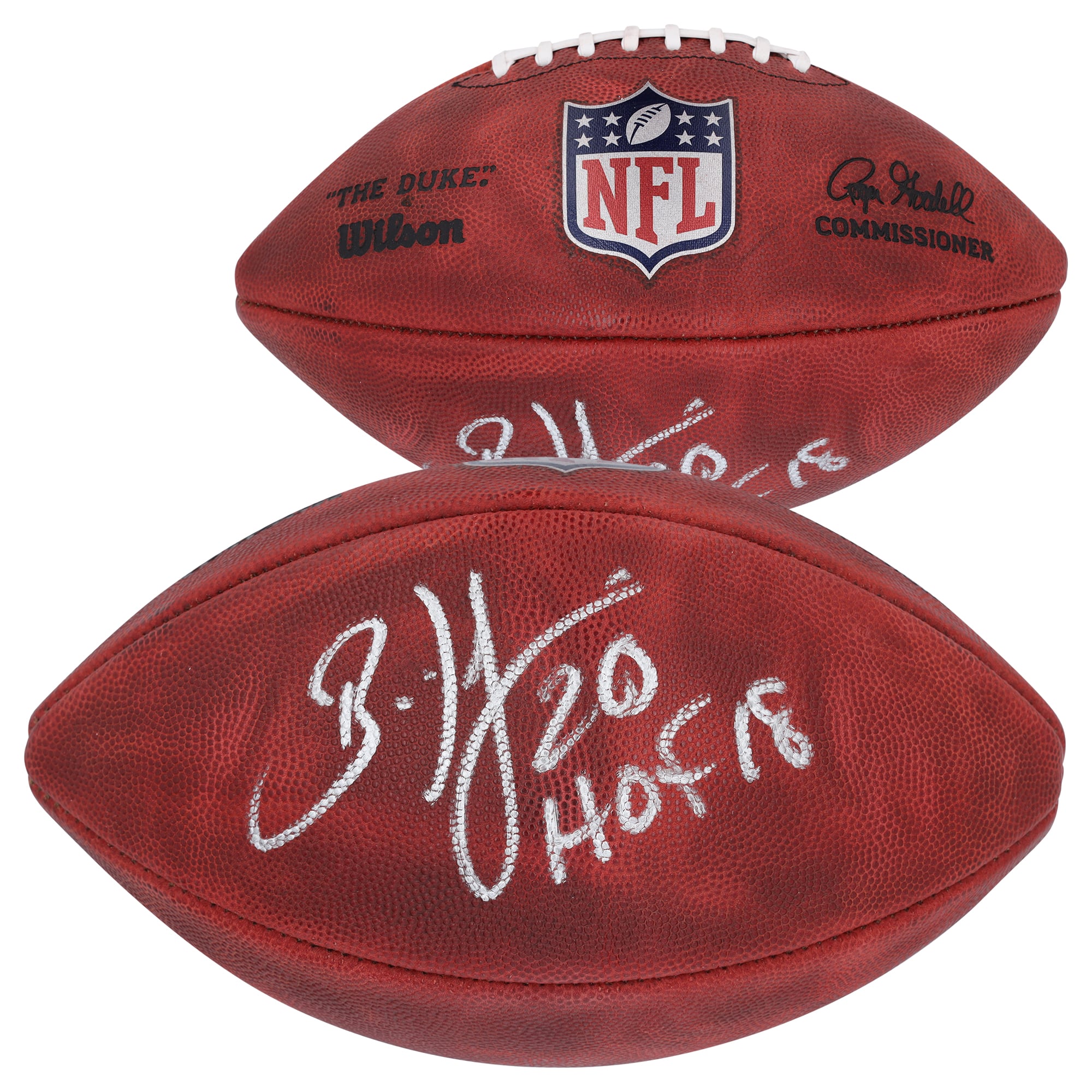 Ballon de football Duke en couleur autographié par Brian Dawkins des Philadelphia Eagles avec l'inscription « HOF 18 »