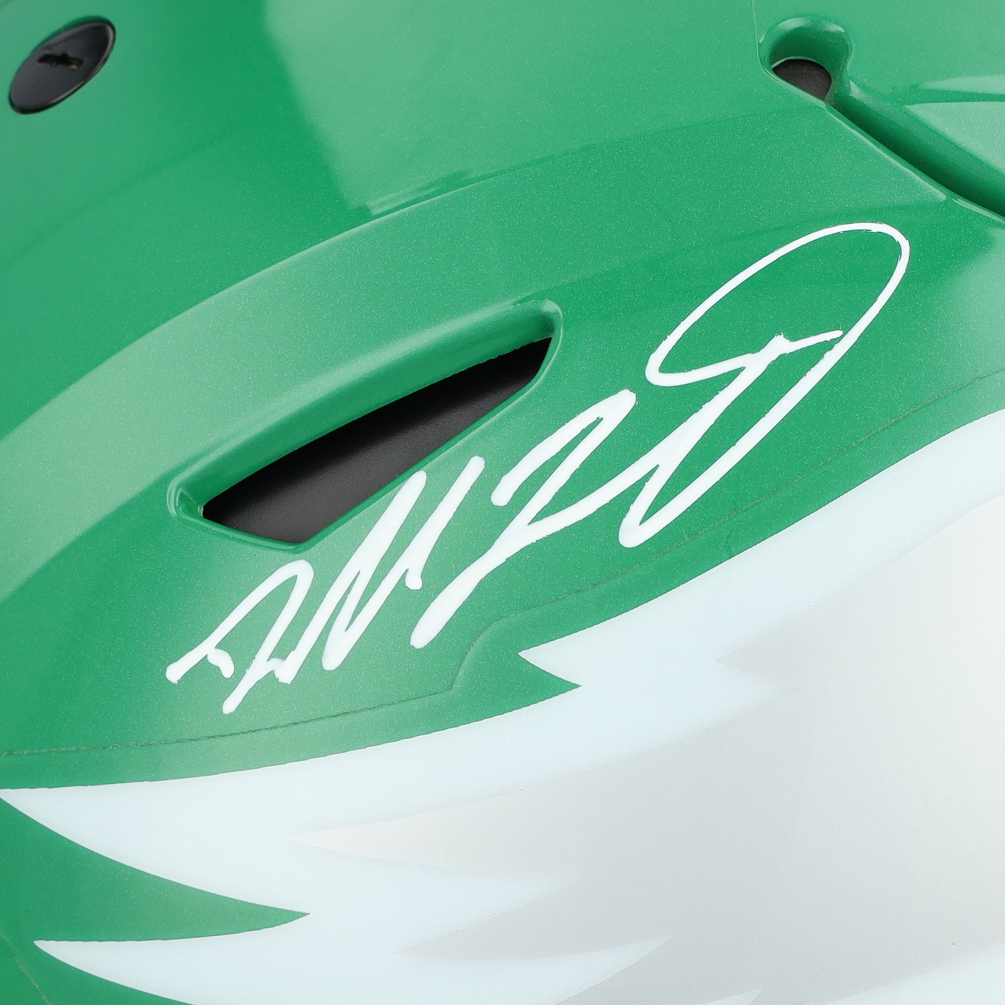 Casque Riddell Speed ​​Flex authentique vert Kelly, autographié par Dallas Goedert, des Eagles de Philadelphie
