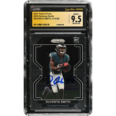 DeVonta Smith Philadelphia Eagles Autographed 2021 Panini Prizm #335 CGC Fanatics Witnessed Authenticated 9.5/10 Rookie Card