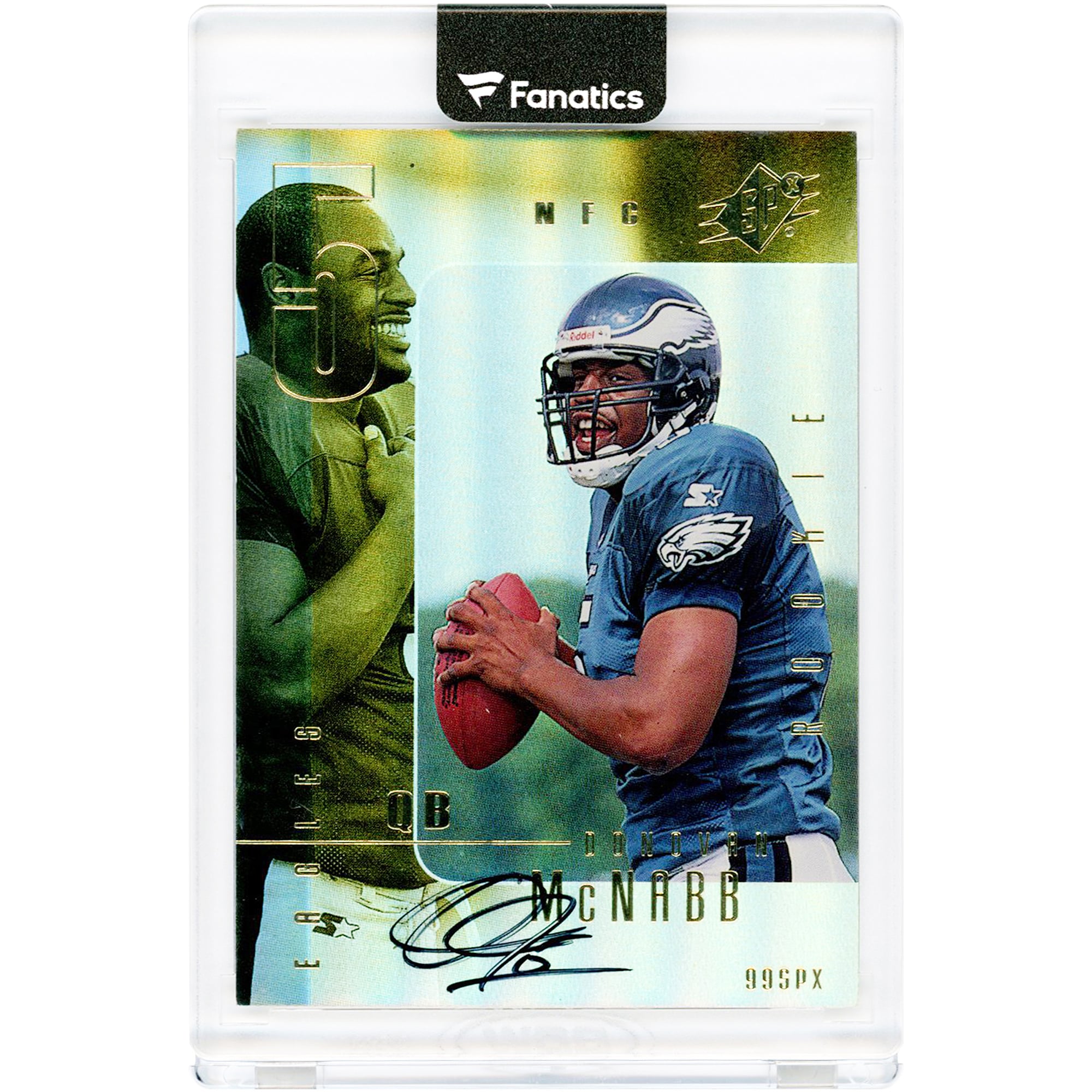 Carte de recrue autographiée de Donovan McNabb (Eagles de Philadelphie), 1999, Upper Deck SPx n° 132, n° 1014/1999