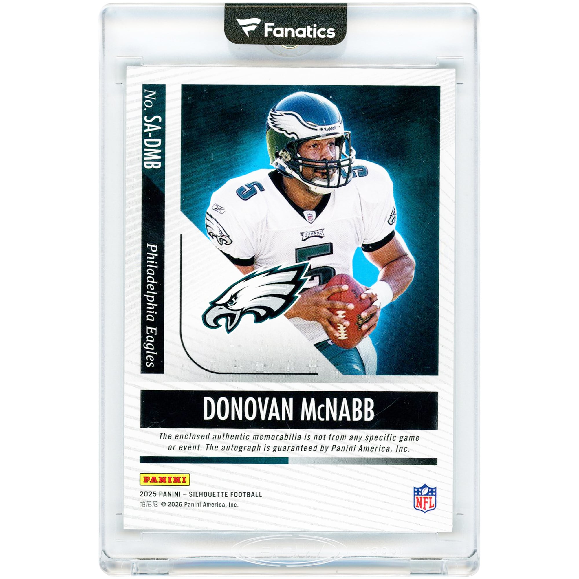 Carte autographiée de Donovan McNabb (Philadelphia Eagles) 2025 Panini Silhouette Bronze #SA-DMB #14/35