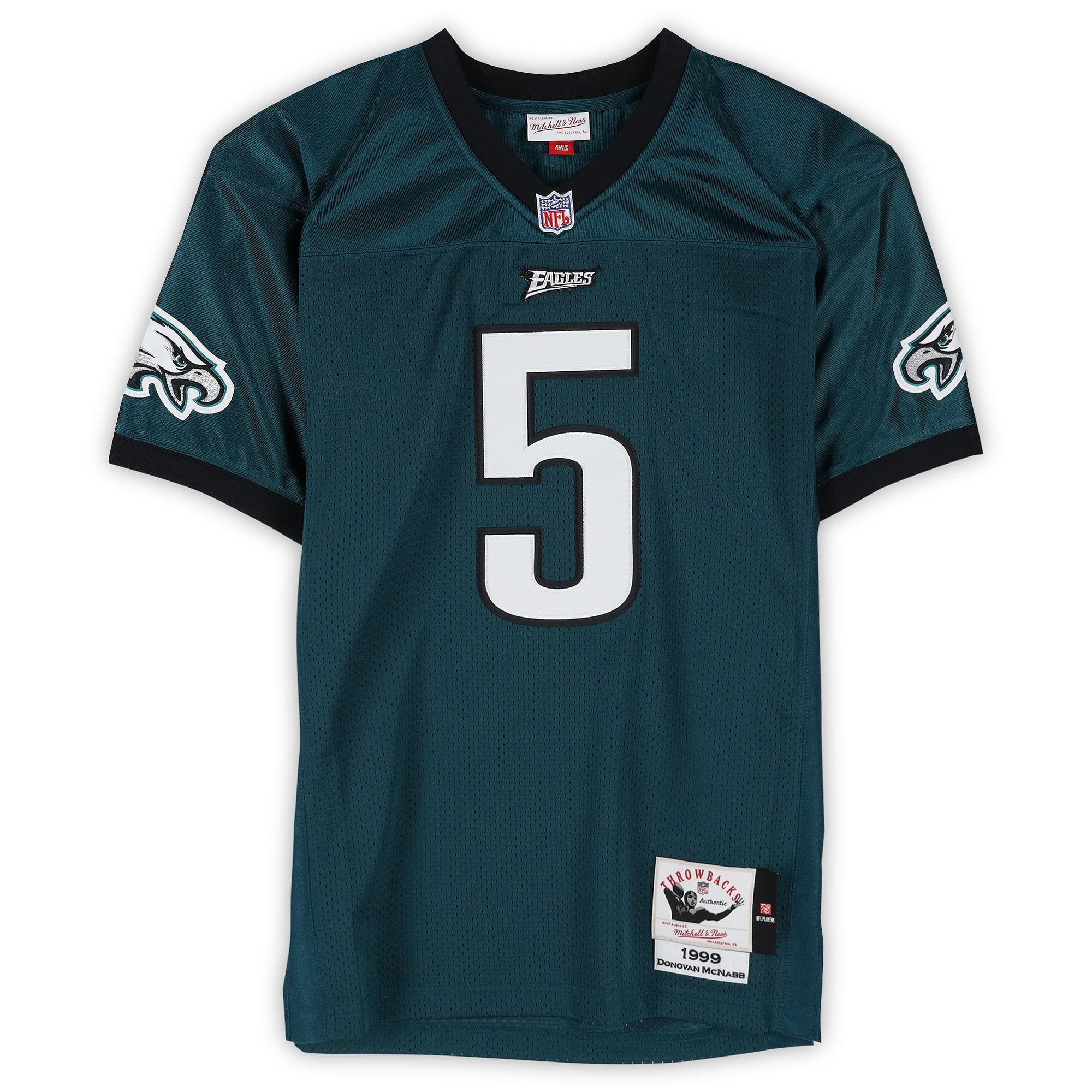 Maillot authentique Mitchell & Ness vert nuit 1999 autographié par Donovan McNabb, des Eagles de Philadelphie