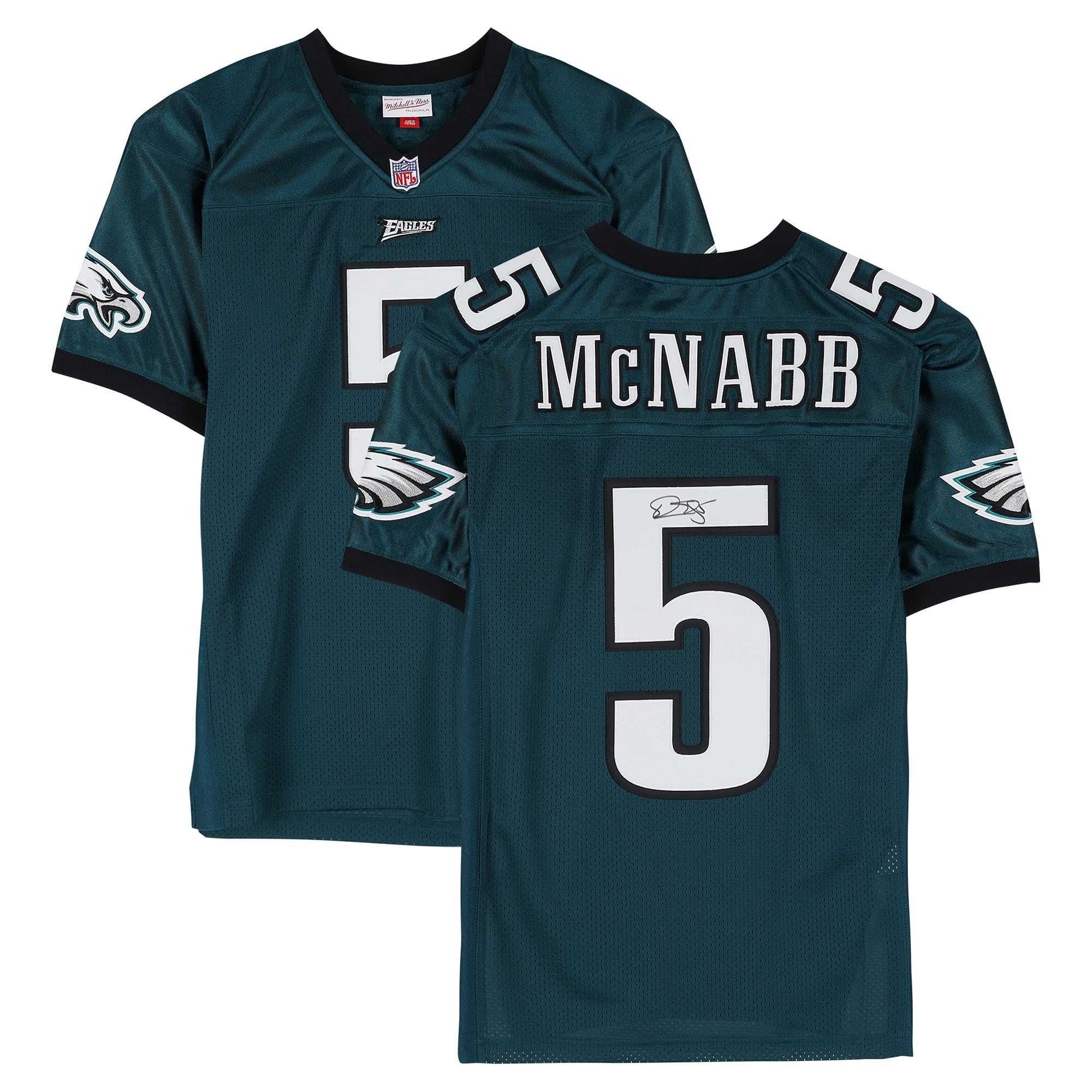 Maillot authentique Mitchell & Ness vert nuit 1999 autographié par Donovan McNabb, des Eagles de Philadelphie
