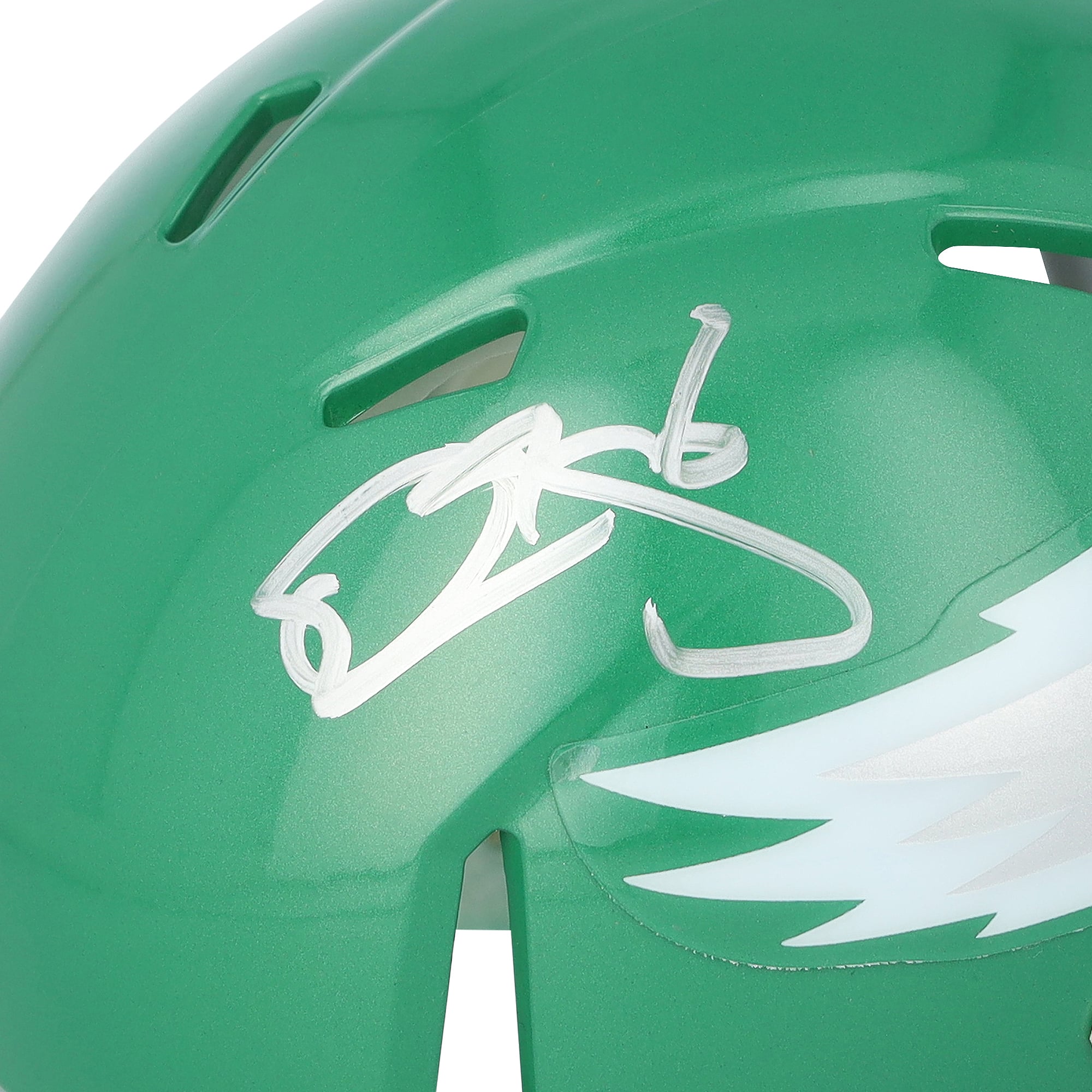 Mini-casque Riddell vert Kelly Speed ​​autographié par Donovan McNabb, joueur des Eagles de Philadelphie.