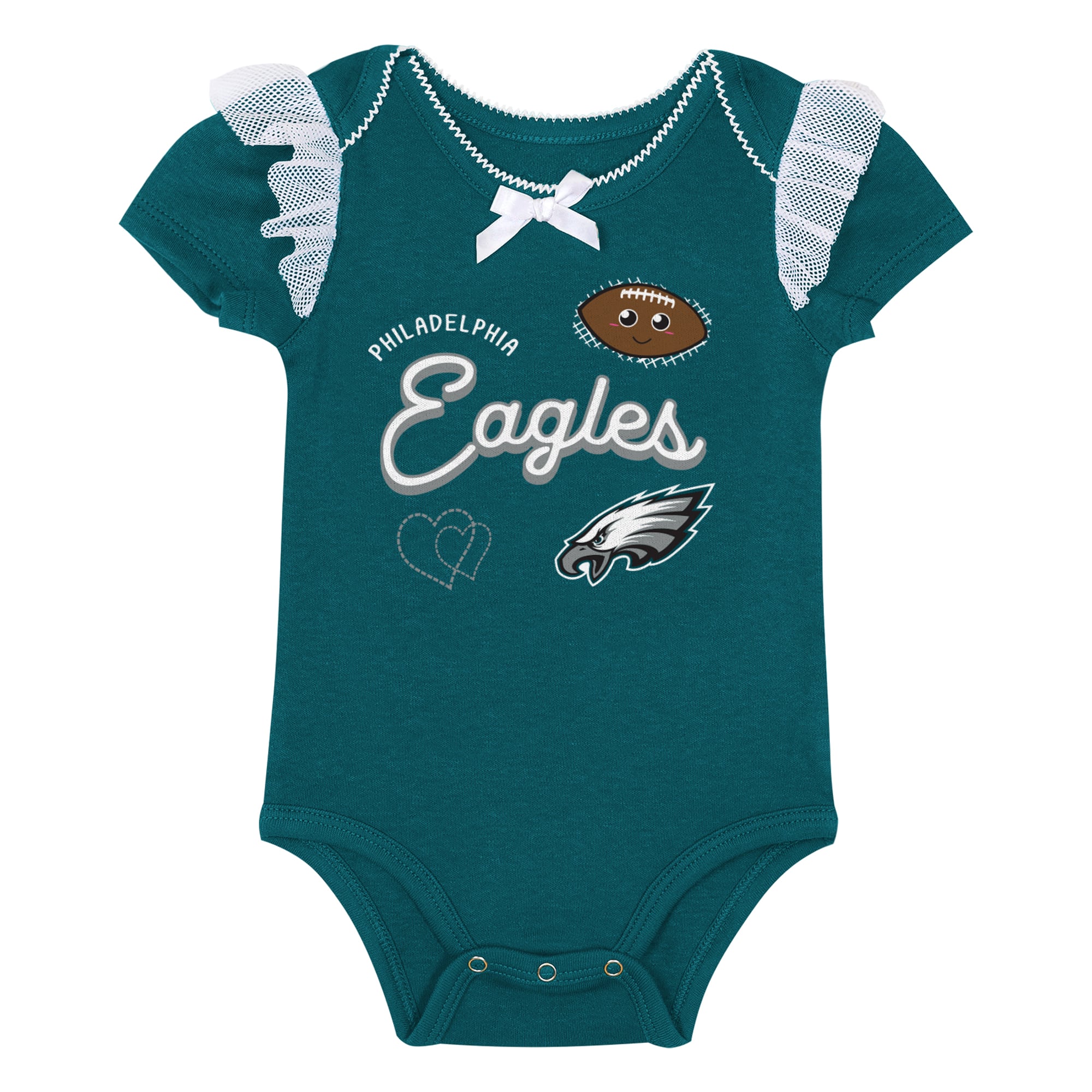 Ensemble body et jupe imprimé cœurs fondus vert nuit Philadelphia Eagles pour bébé fille Outerstuff