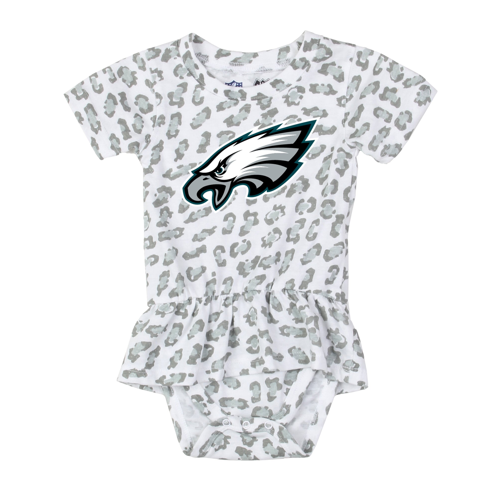 barboteuse à volants imprimée léopard Wes & Willy White Philadelphia Eagles pour bébé fille