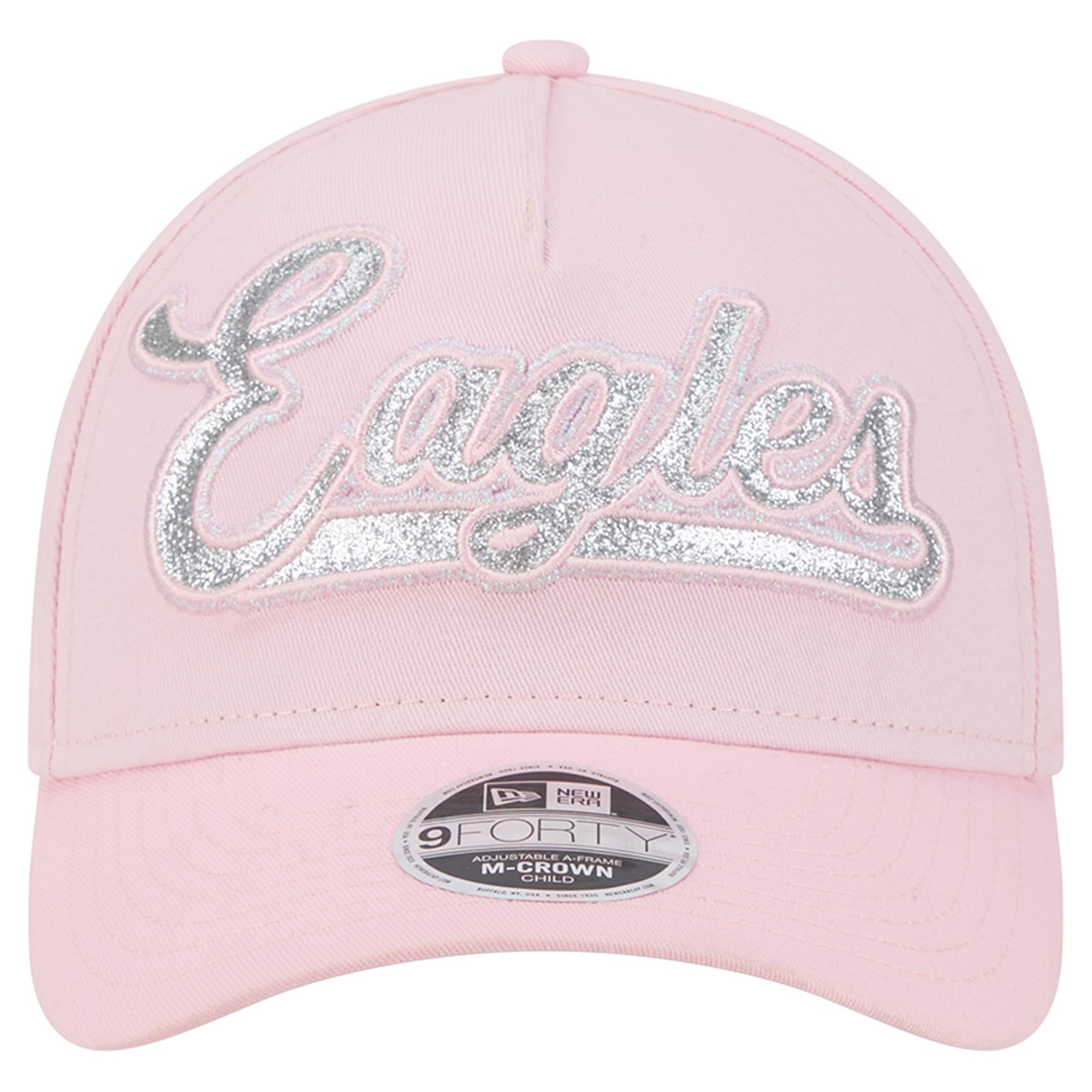 Casquette ajustable New Era rose Philadelphia Eagles Throwback Glitz A-Frame 9FORTY pour filles