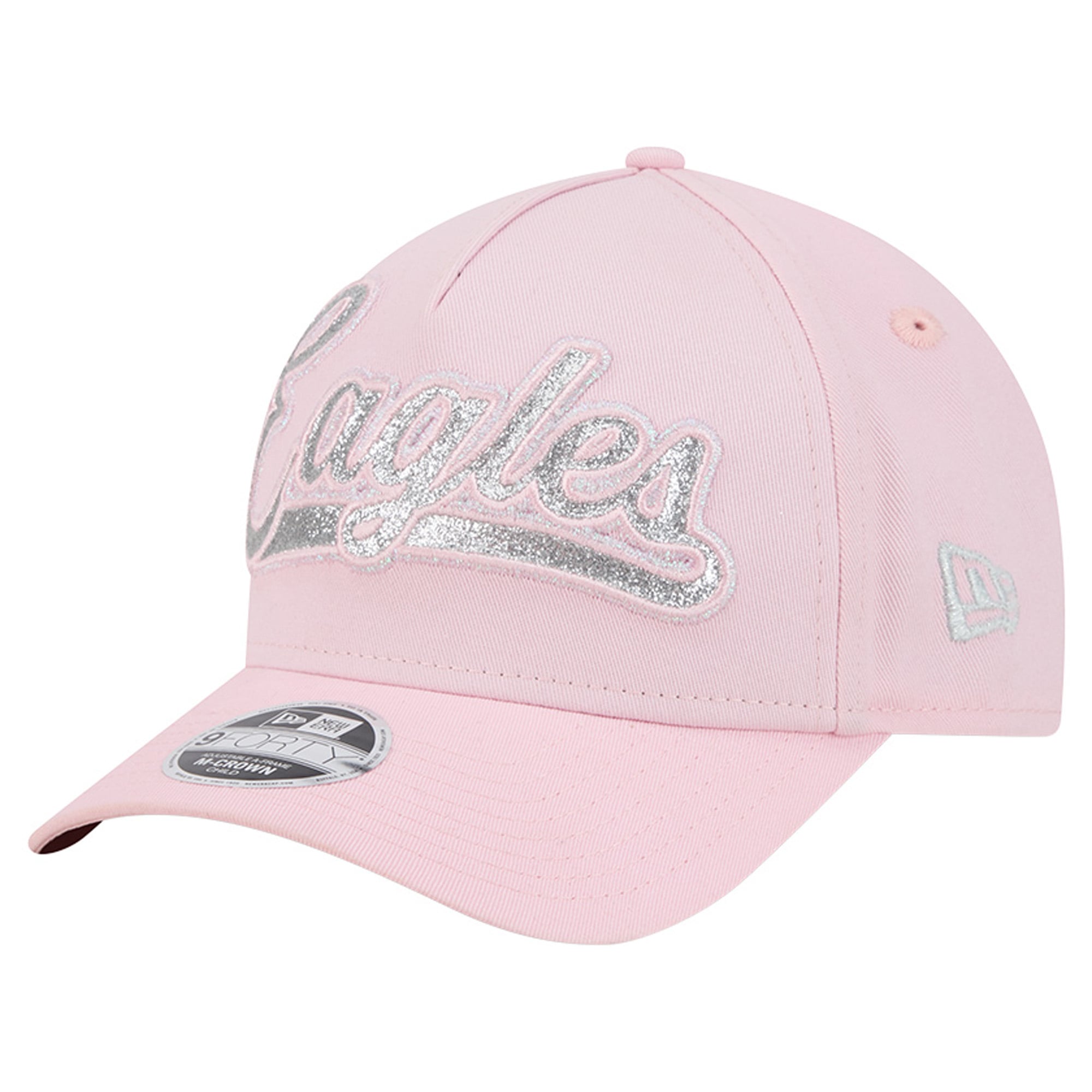 Casquette ajustable New Era rose Philadelphia Eagles Throwback Glitz A-Frame 9FORTY pour filles