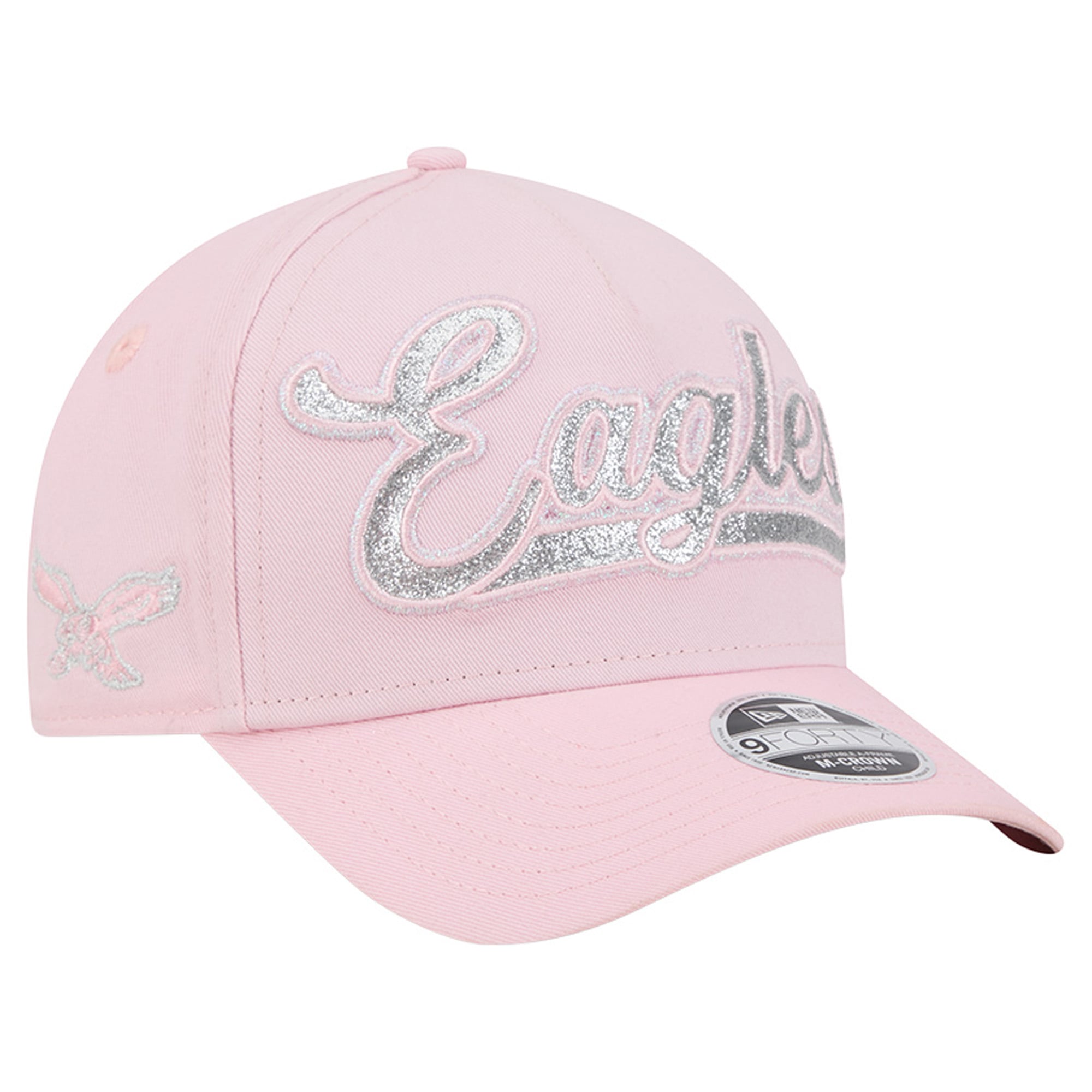 Casquette ajustable New Era rose Philadelphia Eagles Throwback Glitz A-Frame 9FORTY pour filles